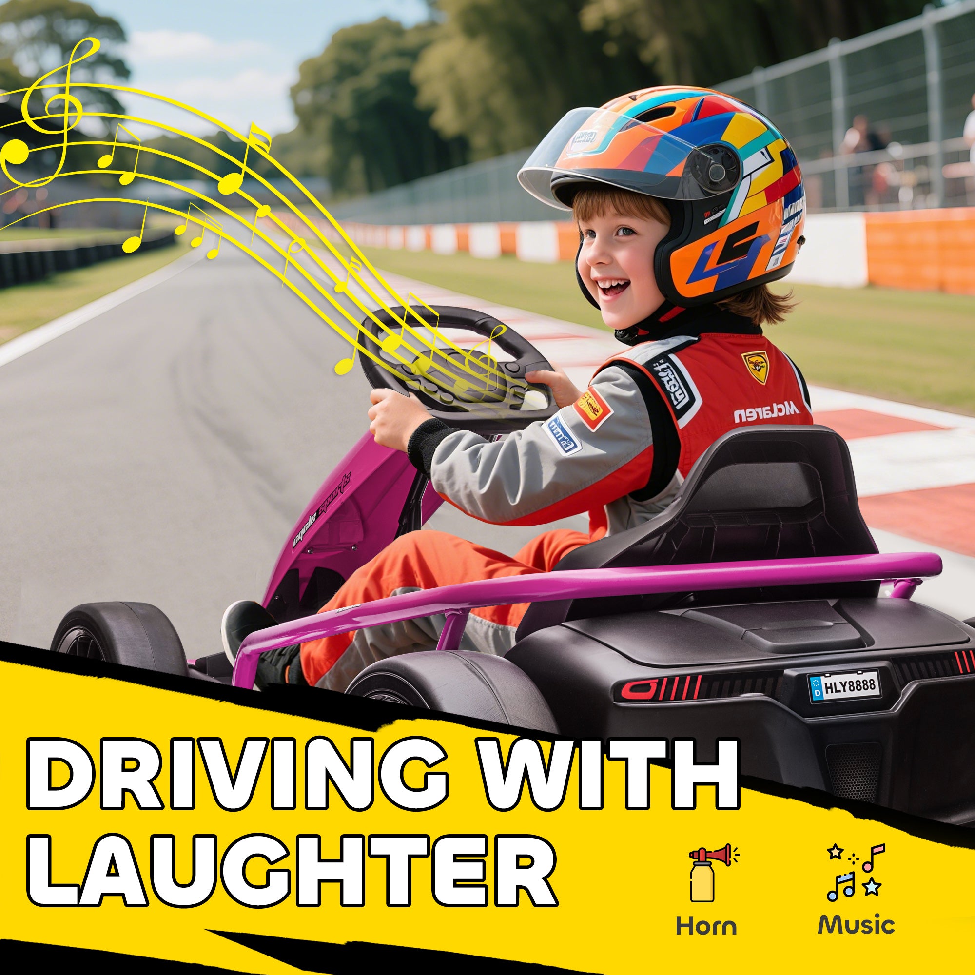 HOMCOM 24V Electric Go Kart for Kids Drift Ride-On Racing Go Kart with 2 Speeds