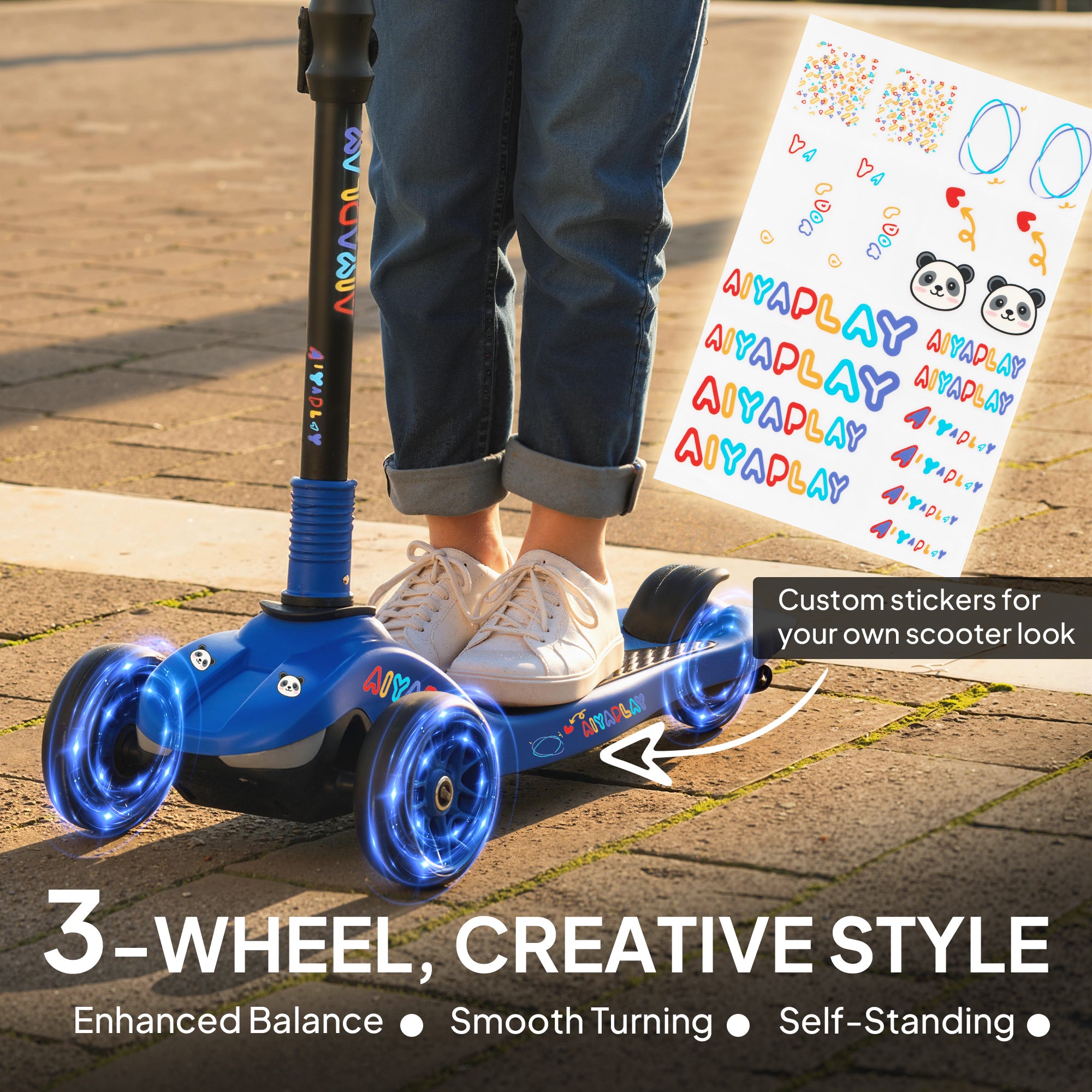 AIYAPLAY 3-Wheel Kids Electric Scooter