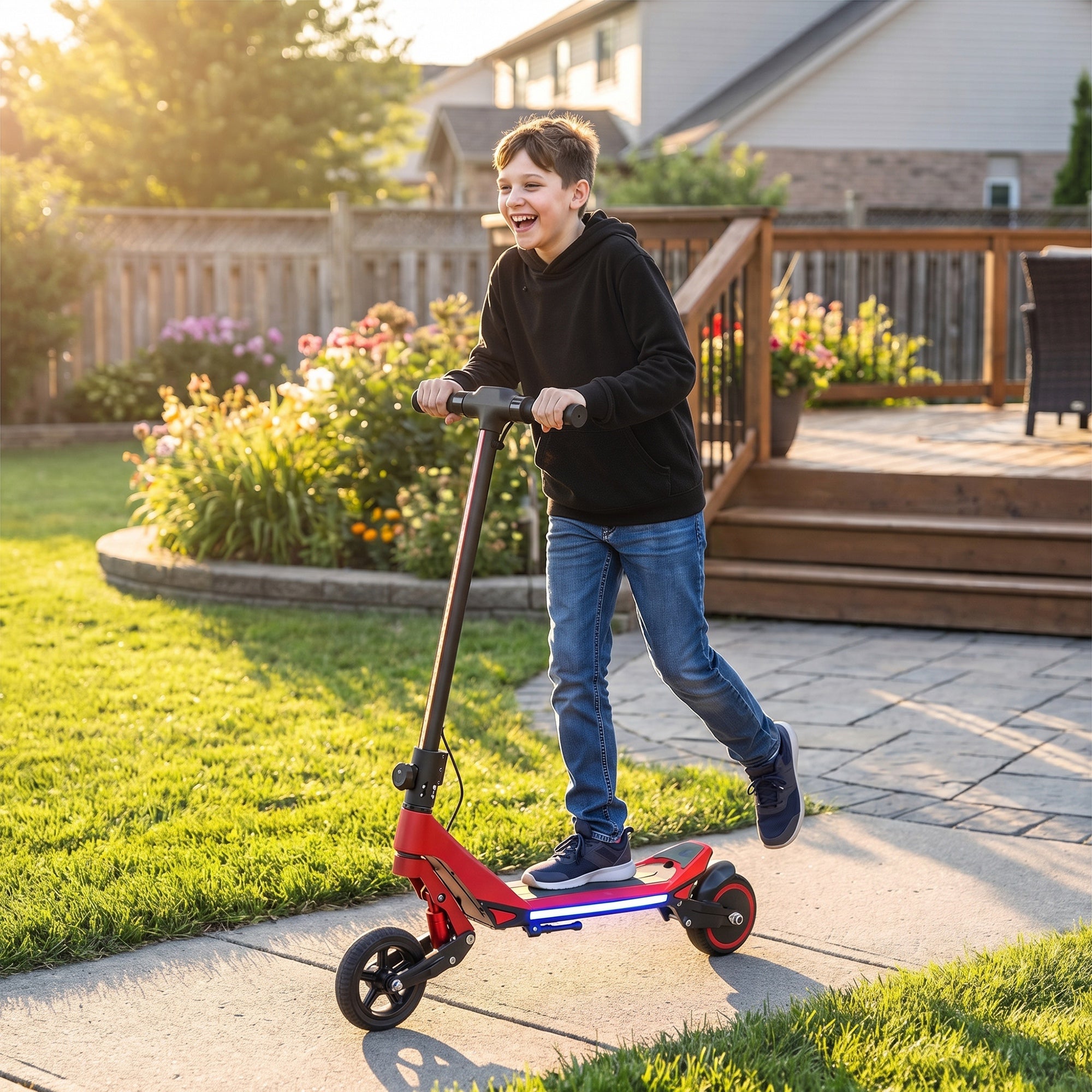 SPORTNOW Kids Foldable Electric Scooter with LED Display