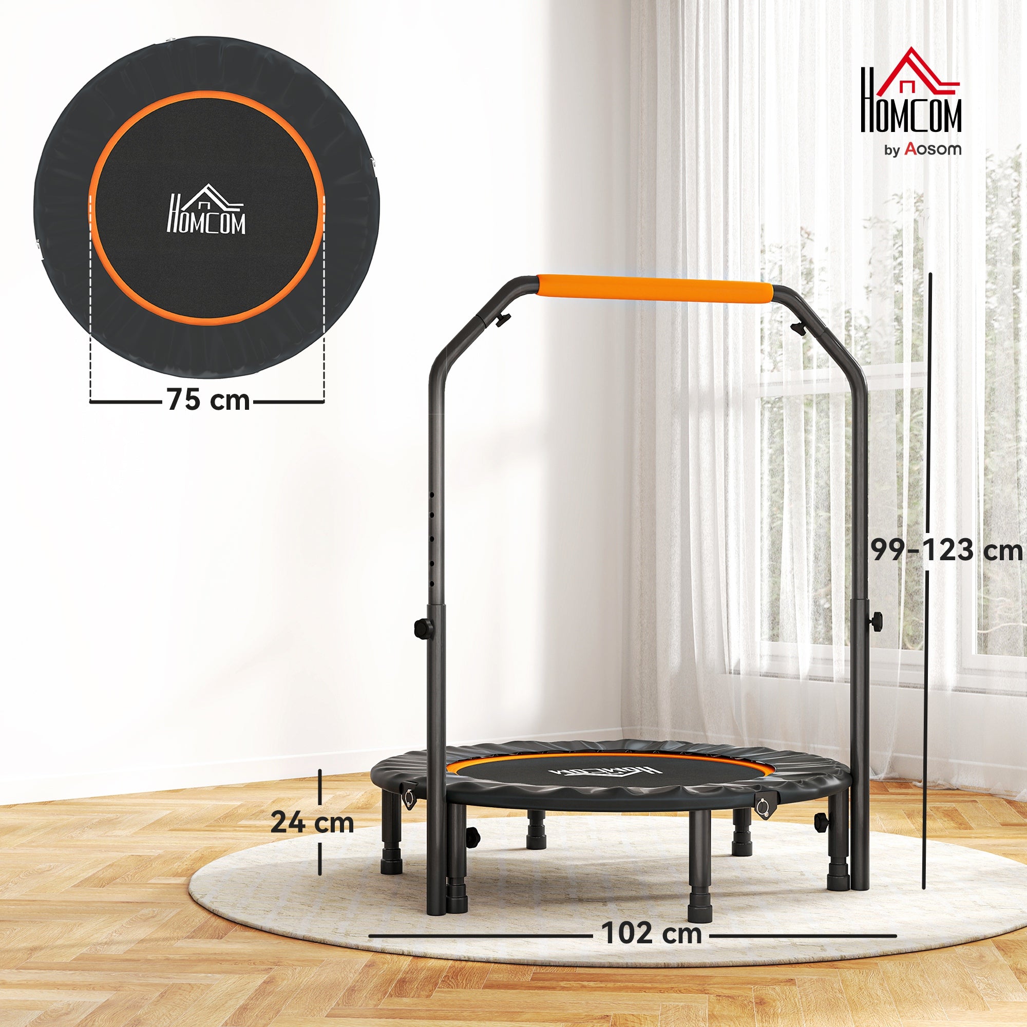 HOMCOM 40" Foldable Mini Fitness Trampoline - Black