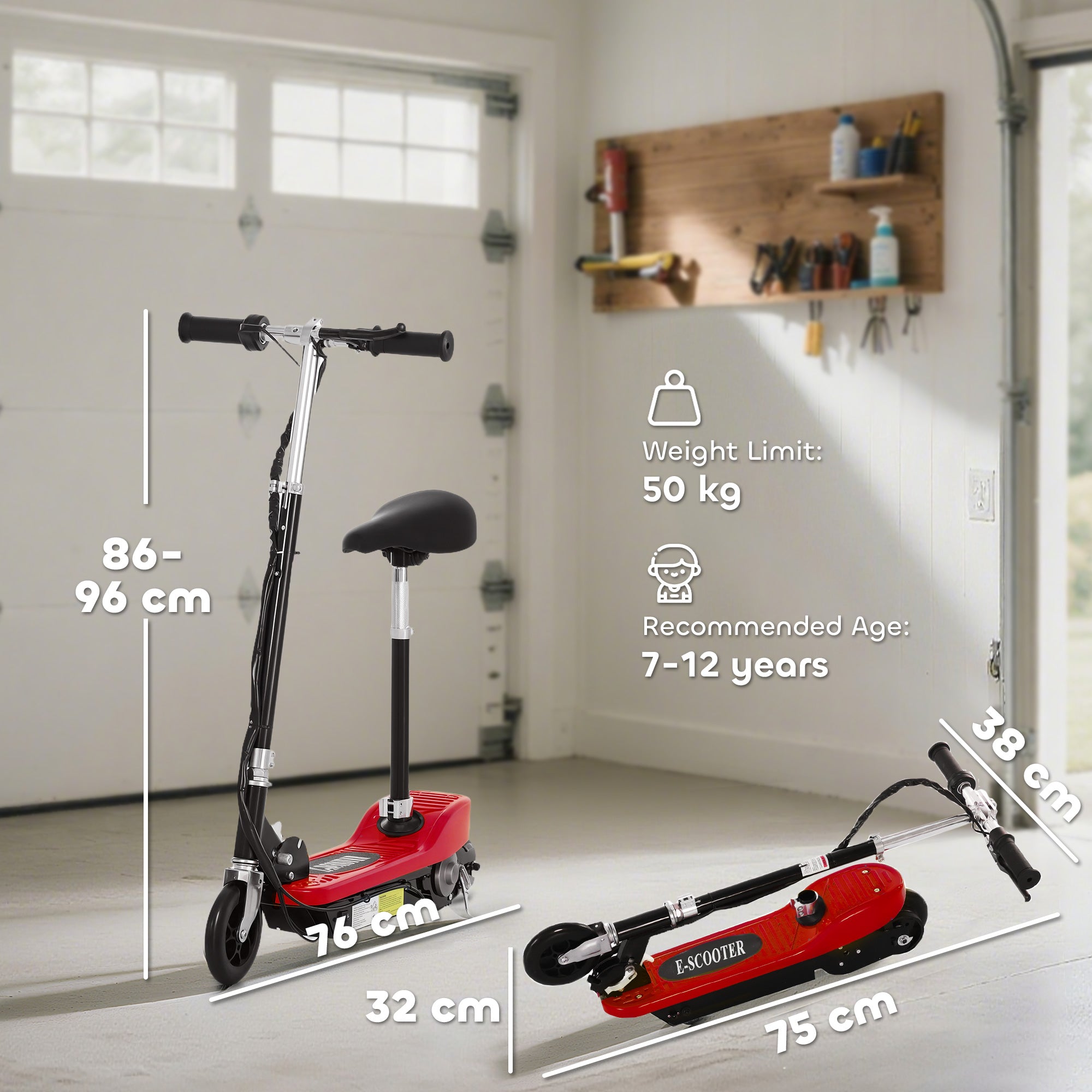 HOMCOM Kids Electric Scooter with Seat & Brakes