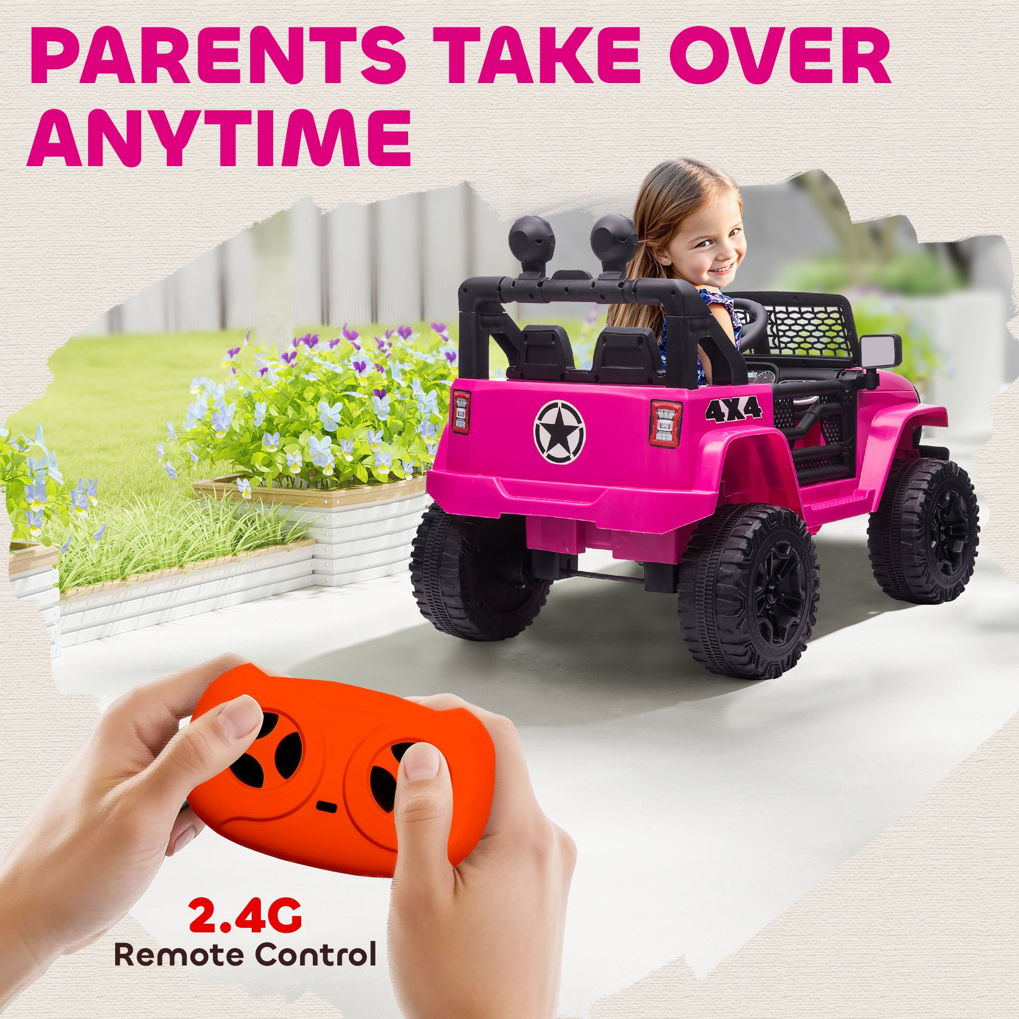 HOMCOM 12V Kids Off-Road Ride-On Car / Truck - Pink