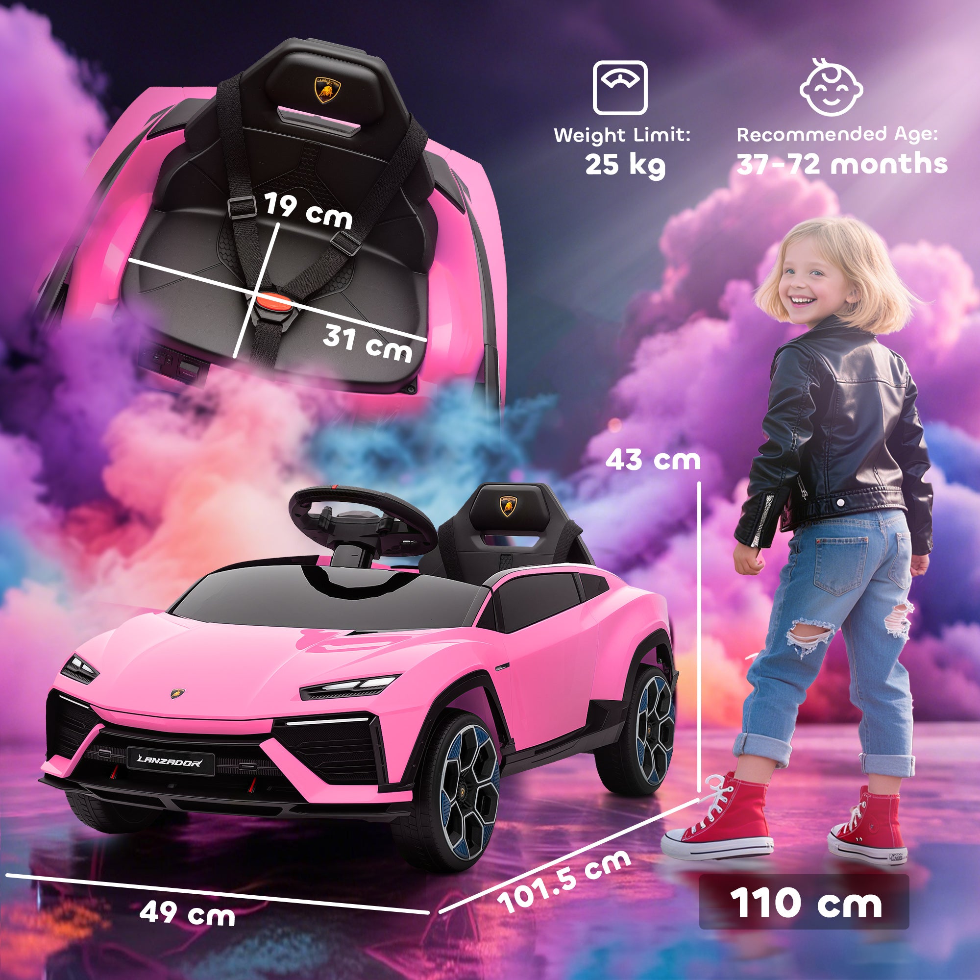 AIYAPLAY Lamborghini 12V Kids Electric Ride-On Car