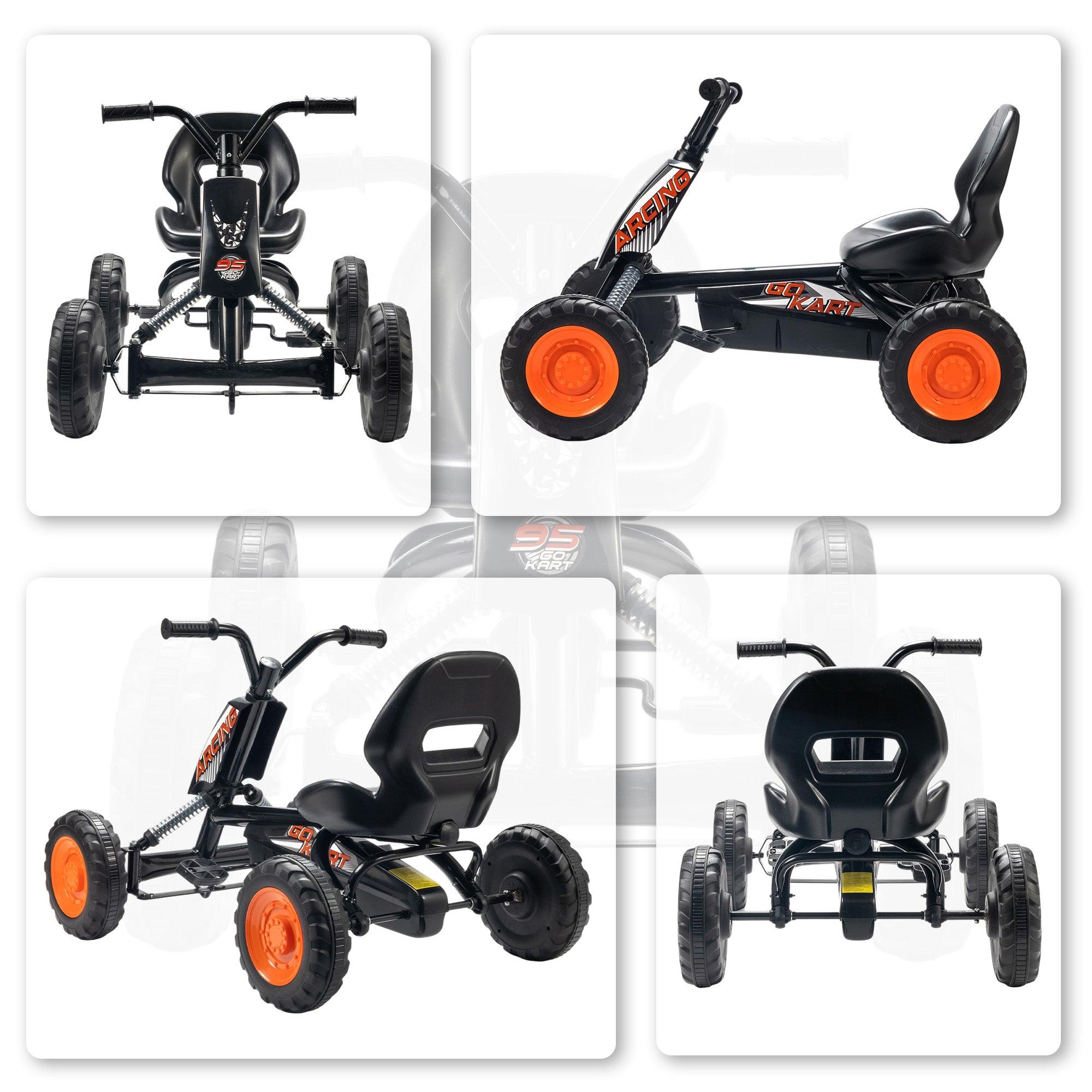 AIYAPLAY Kids Pedal Go Kart Steel Frame