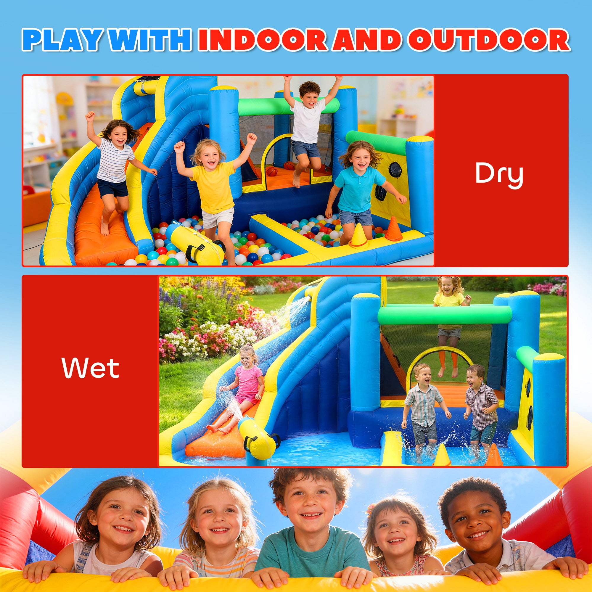 AIYAPLAY 8-in-1 Bounce House with Water Cannon