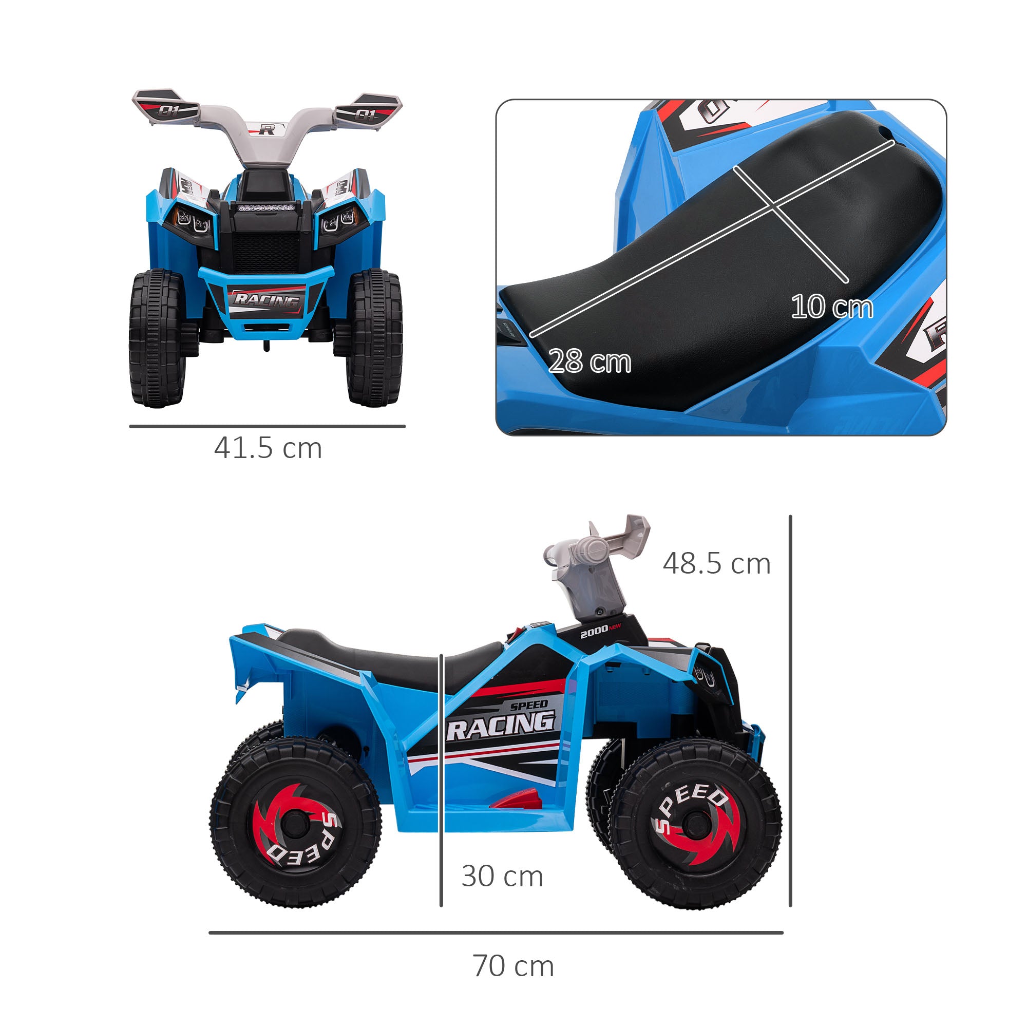 HOMCOM 6V Kids Electric Quad Bike - Blue