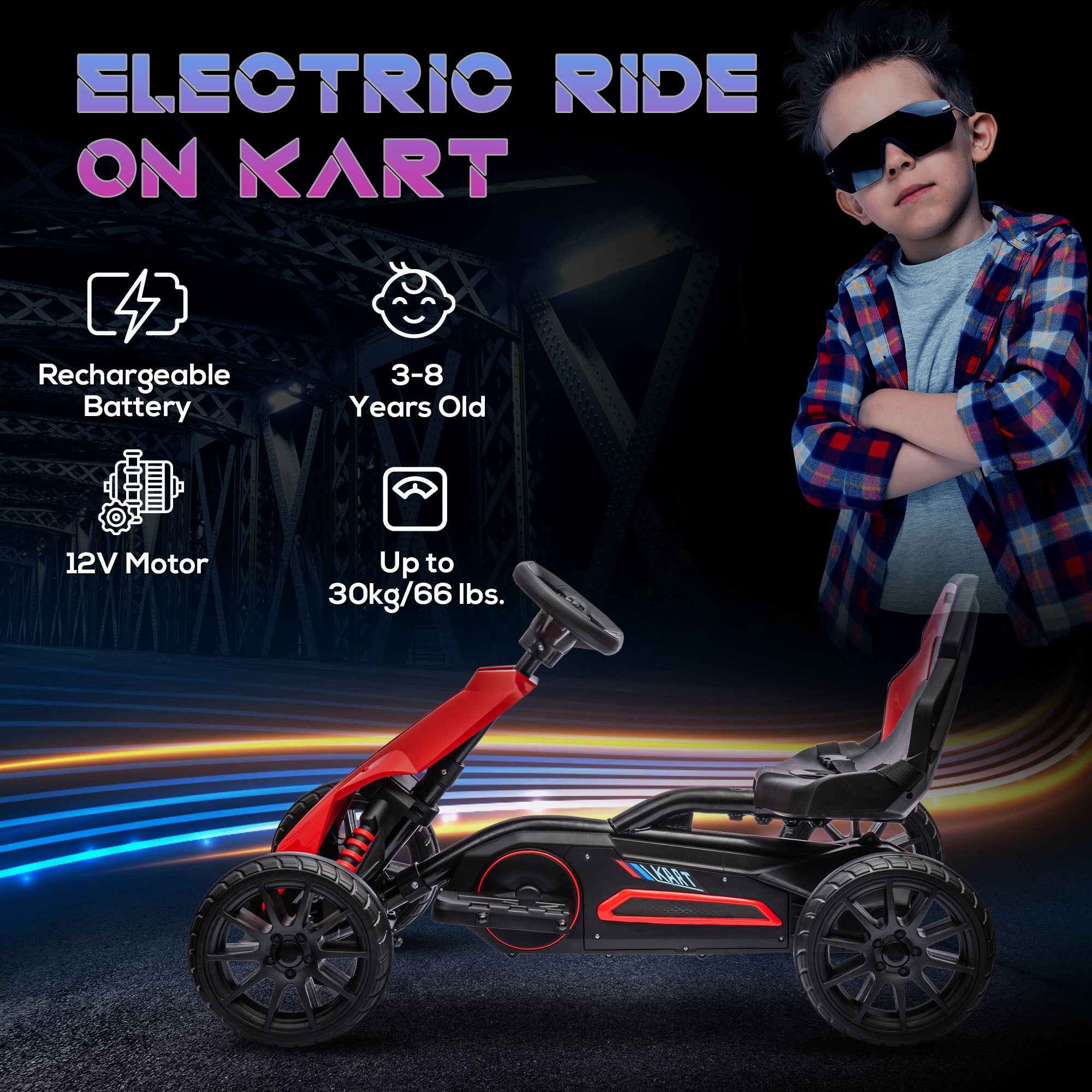 HOMCOM 12V Kids Electric Go-Kart - Pink