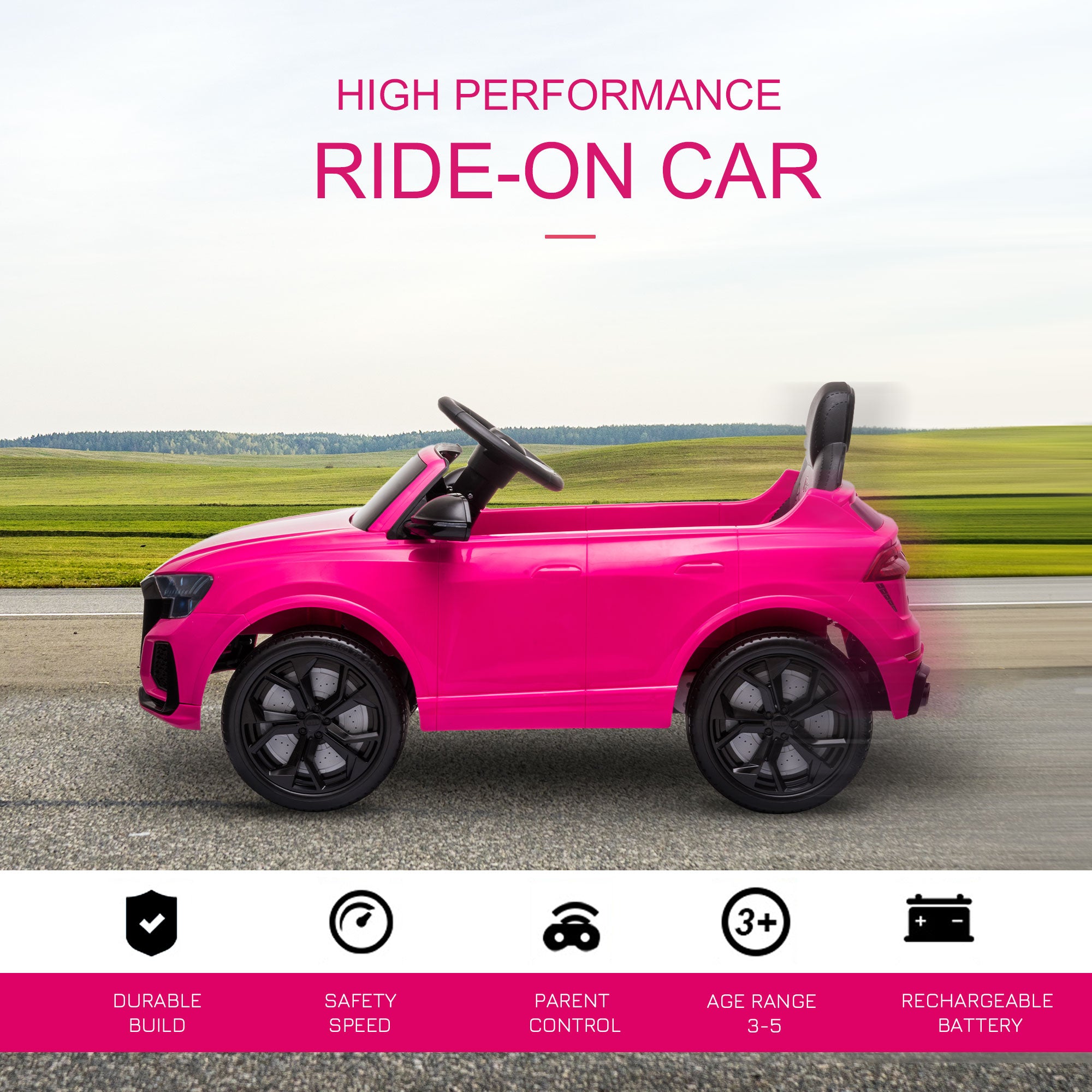 HOMCOM Audi RS Q8 6V Kids Ride-On Car - Pink