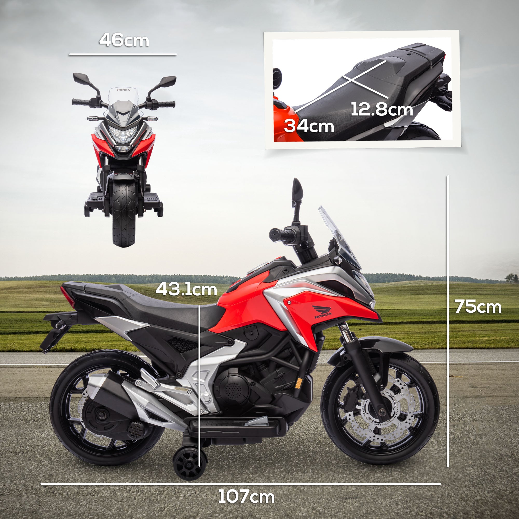 AIYAPLAY Honda 12V Kids Electric Motorbike - Red