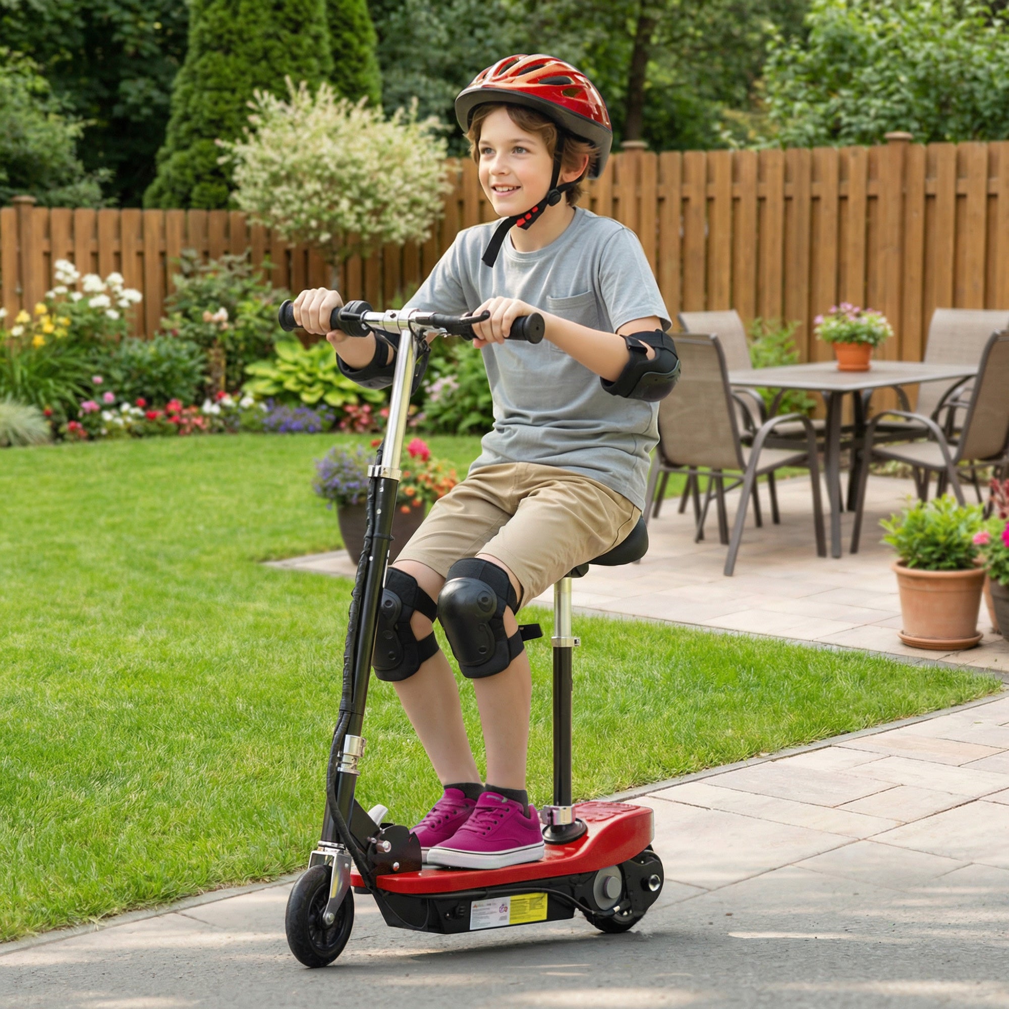 HOMCOM Kids Electric Scooter with Seat & Brakes