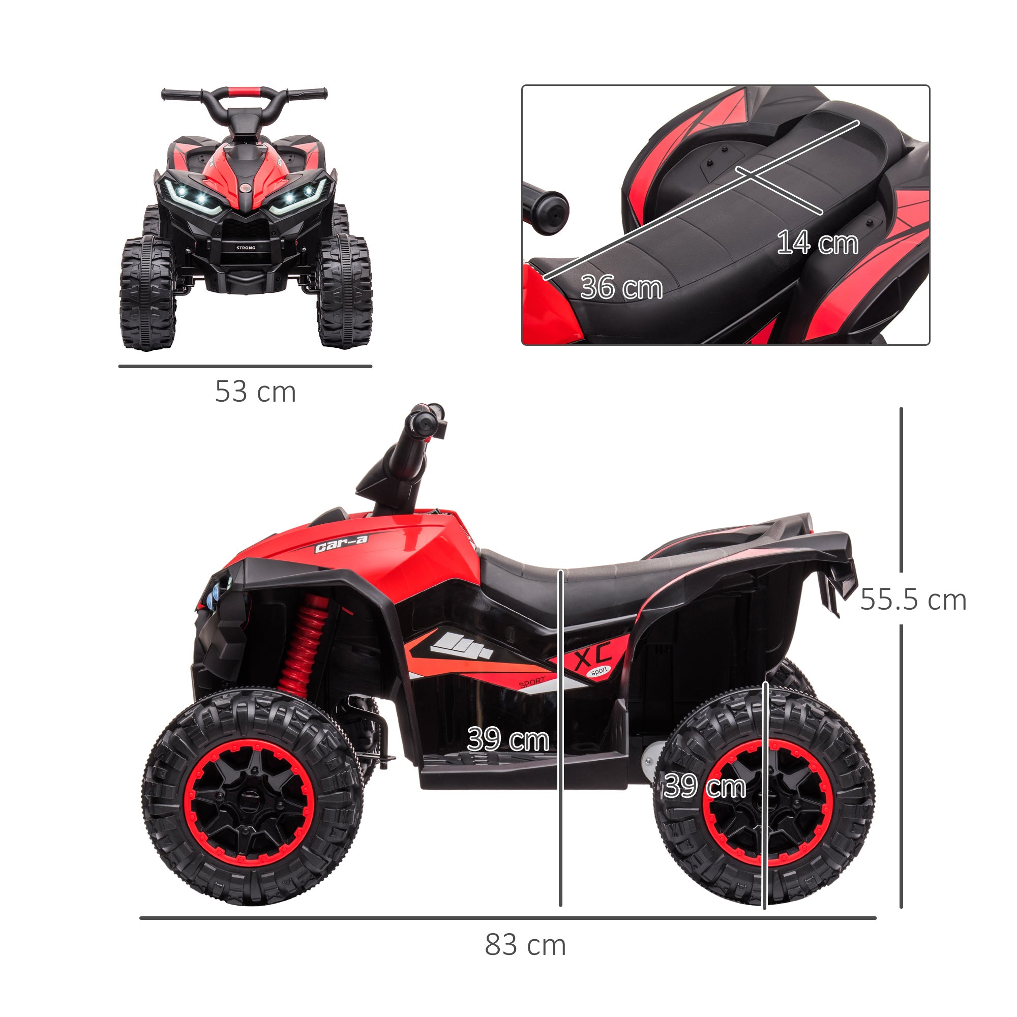HOMCOM 12V Kids Electric Quad Bike - Red