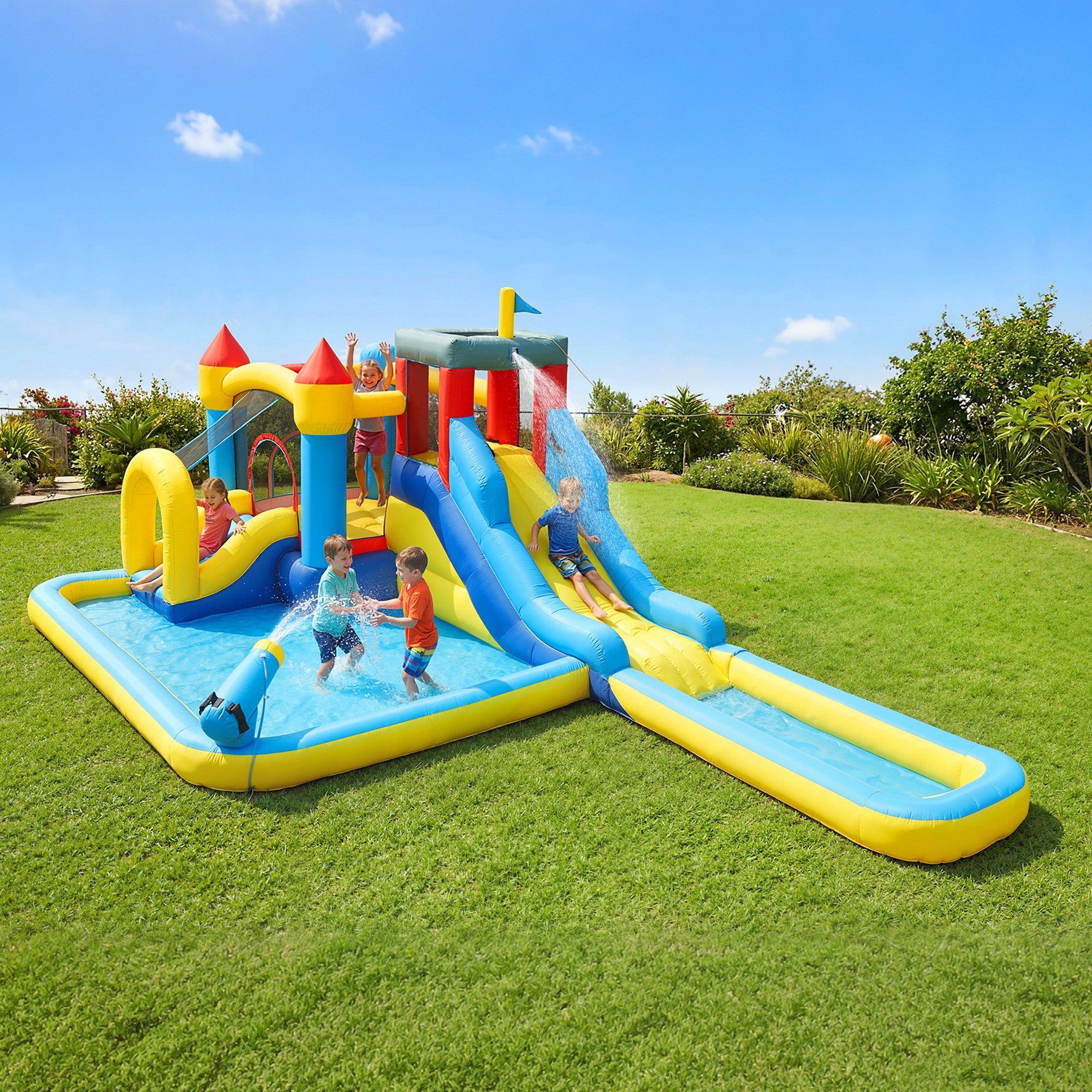 AIYAPLAY 6-in-1 Water Bounce House with 2 Slides