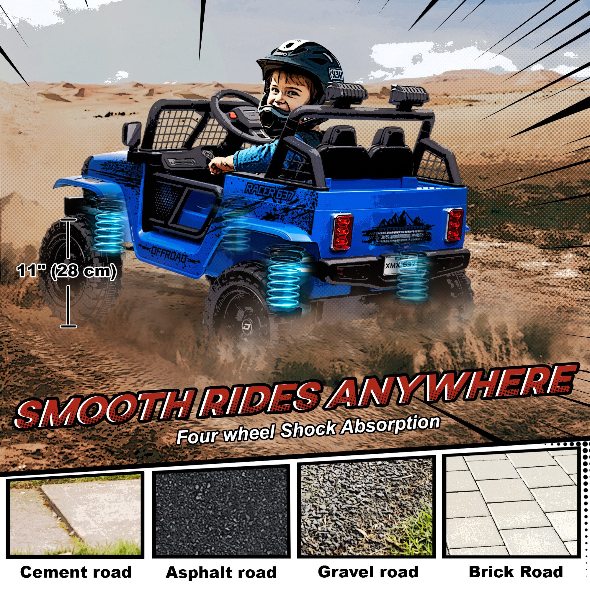 AIYAPLAY 12V Kids Ride-On Truck - Blue