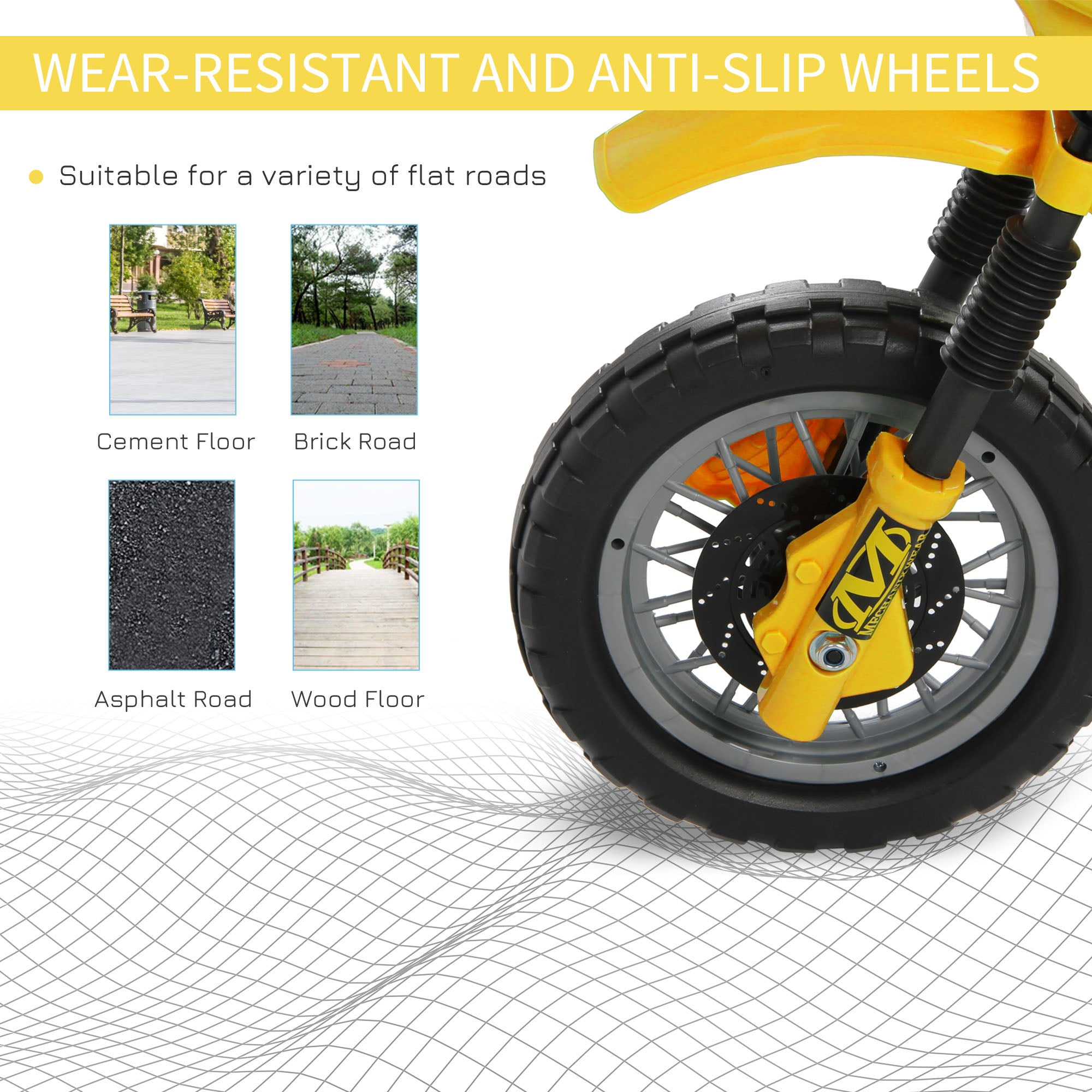 HOMCOM Kids Electric Ride-On Motorbike - Yellow