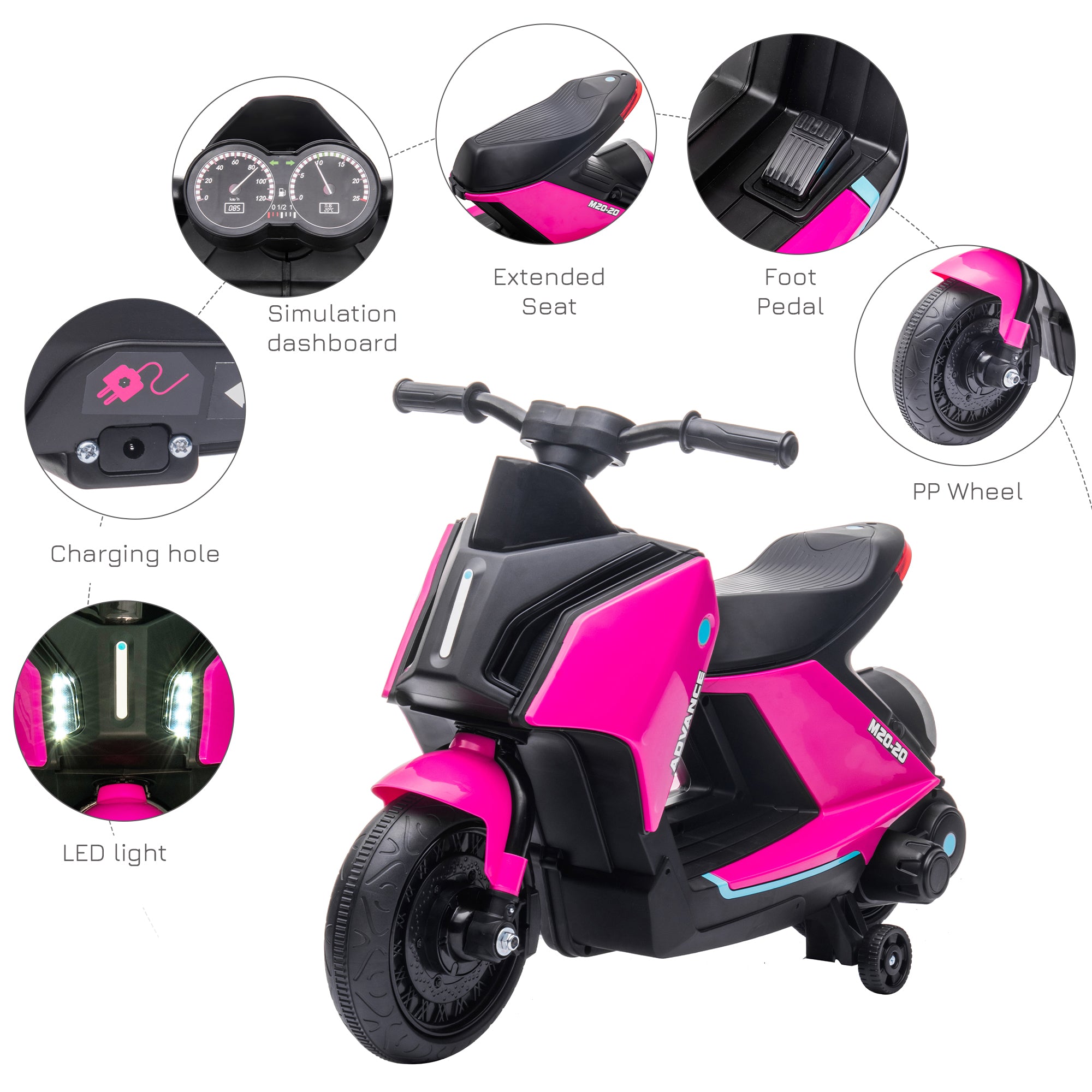 HOMCOM 6V Kids Electric Motorbike - Pink