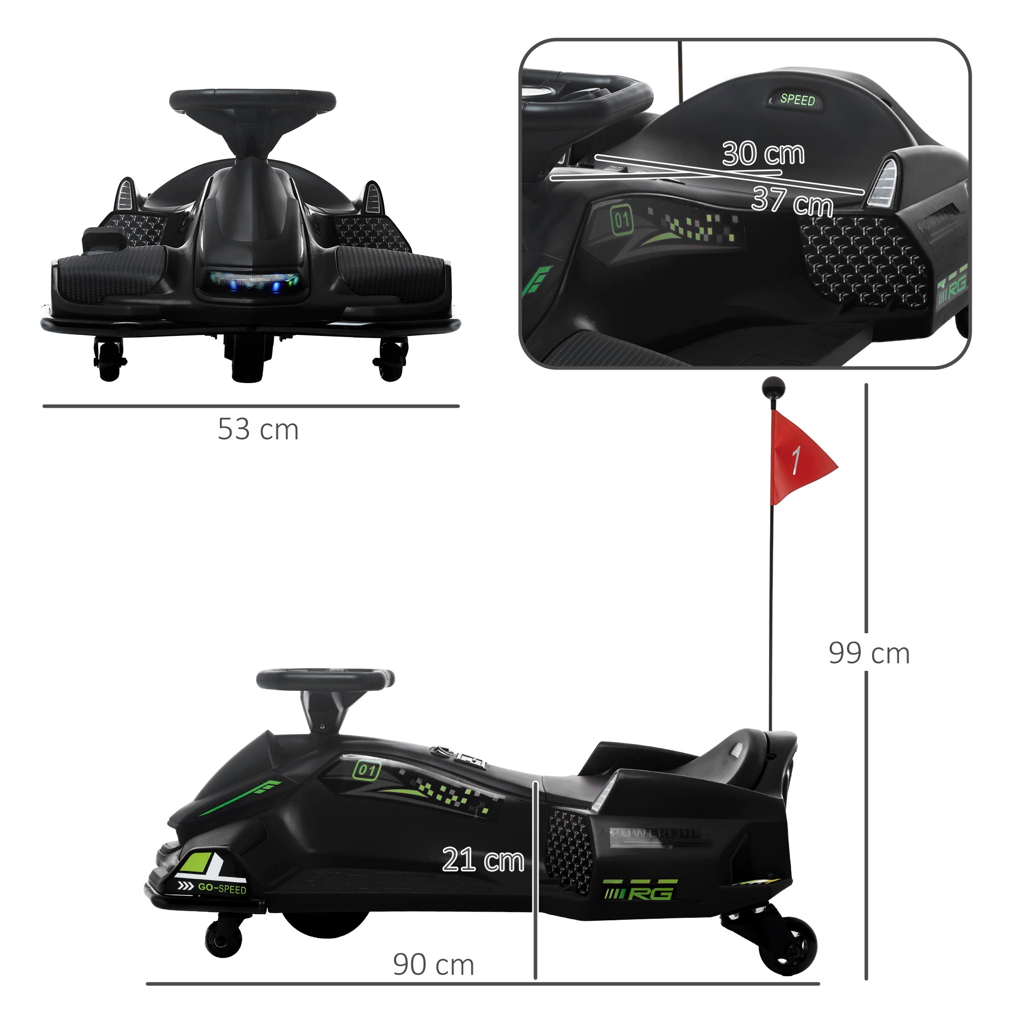 HOMCOM 12V Kids Electric Go-Kart - Black