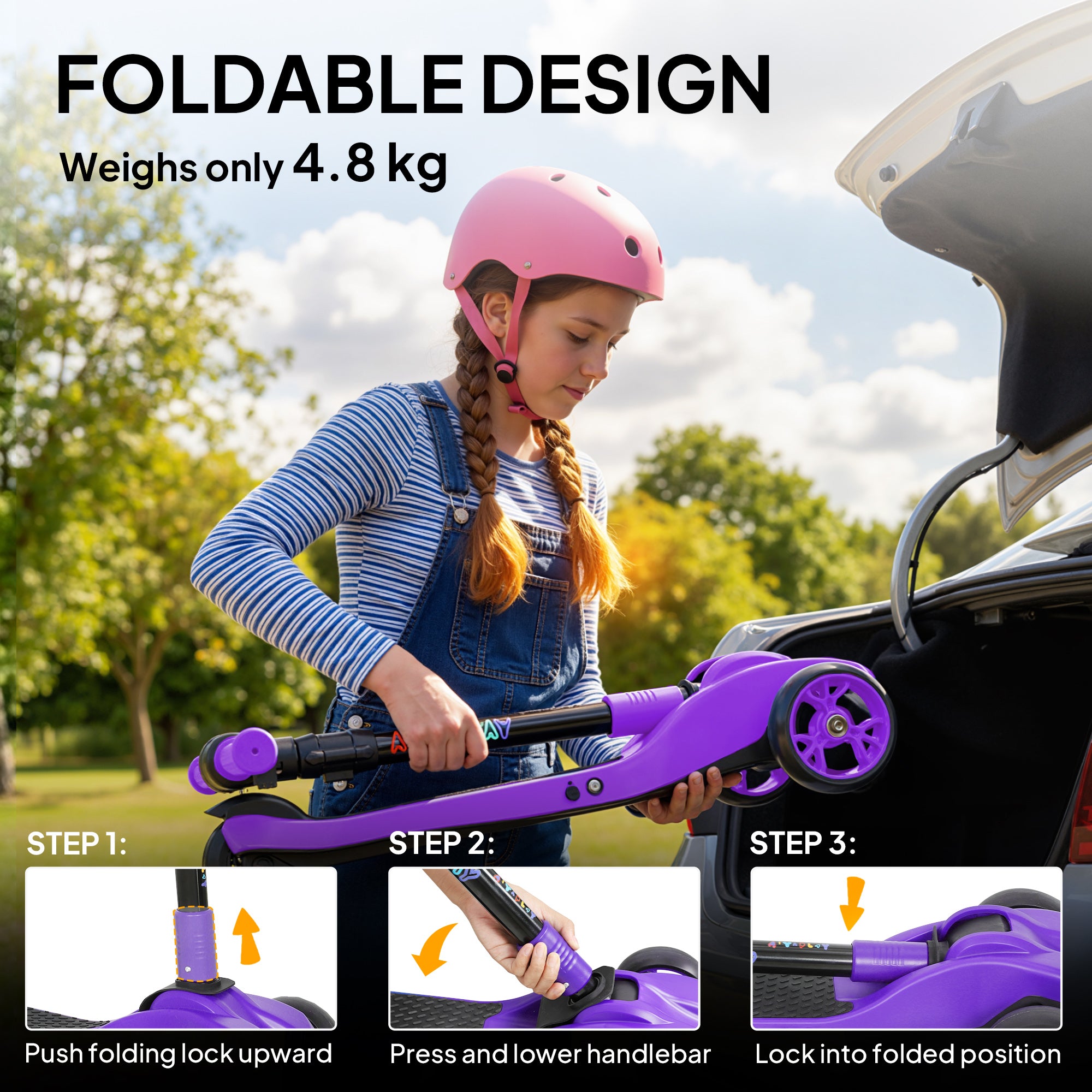 AIYAPLAY 3-Wheel Kids Electric Scooter
