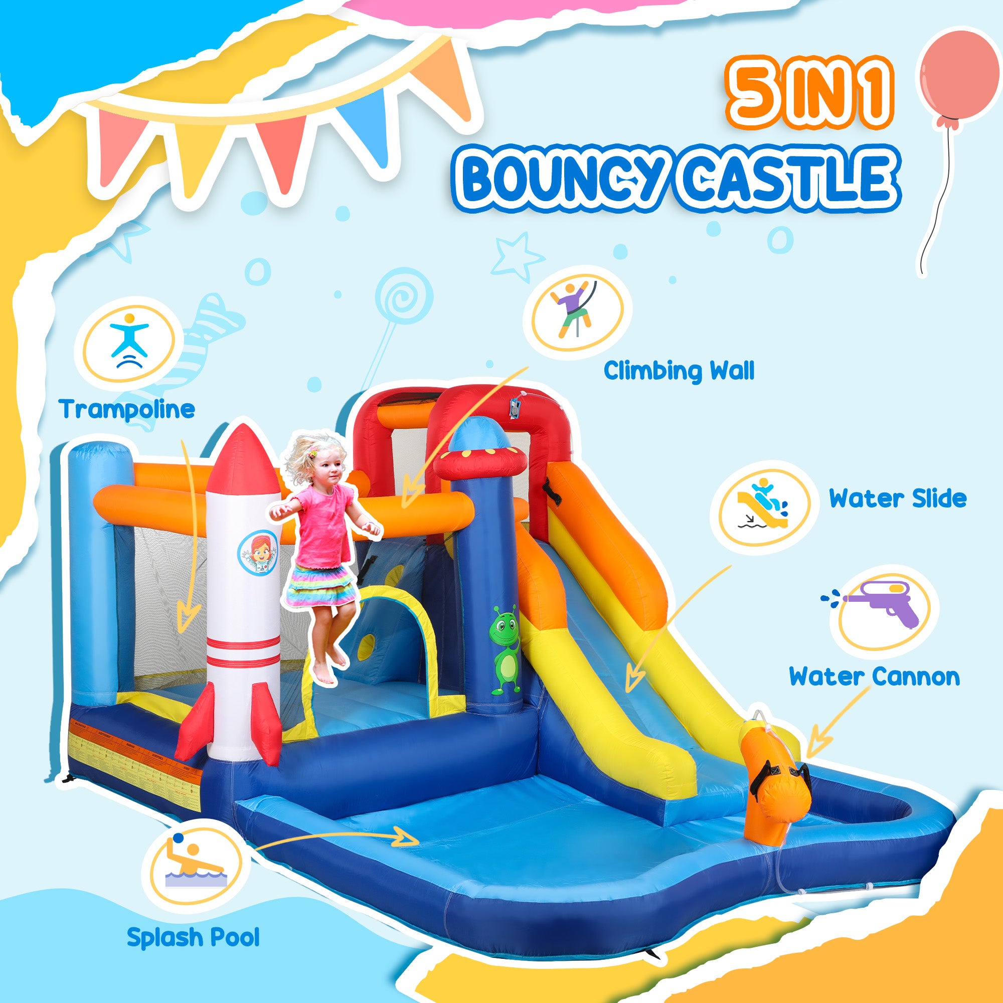 AIYAPLAY 5-in-1 Bouncy Castle Water Slide