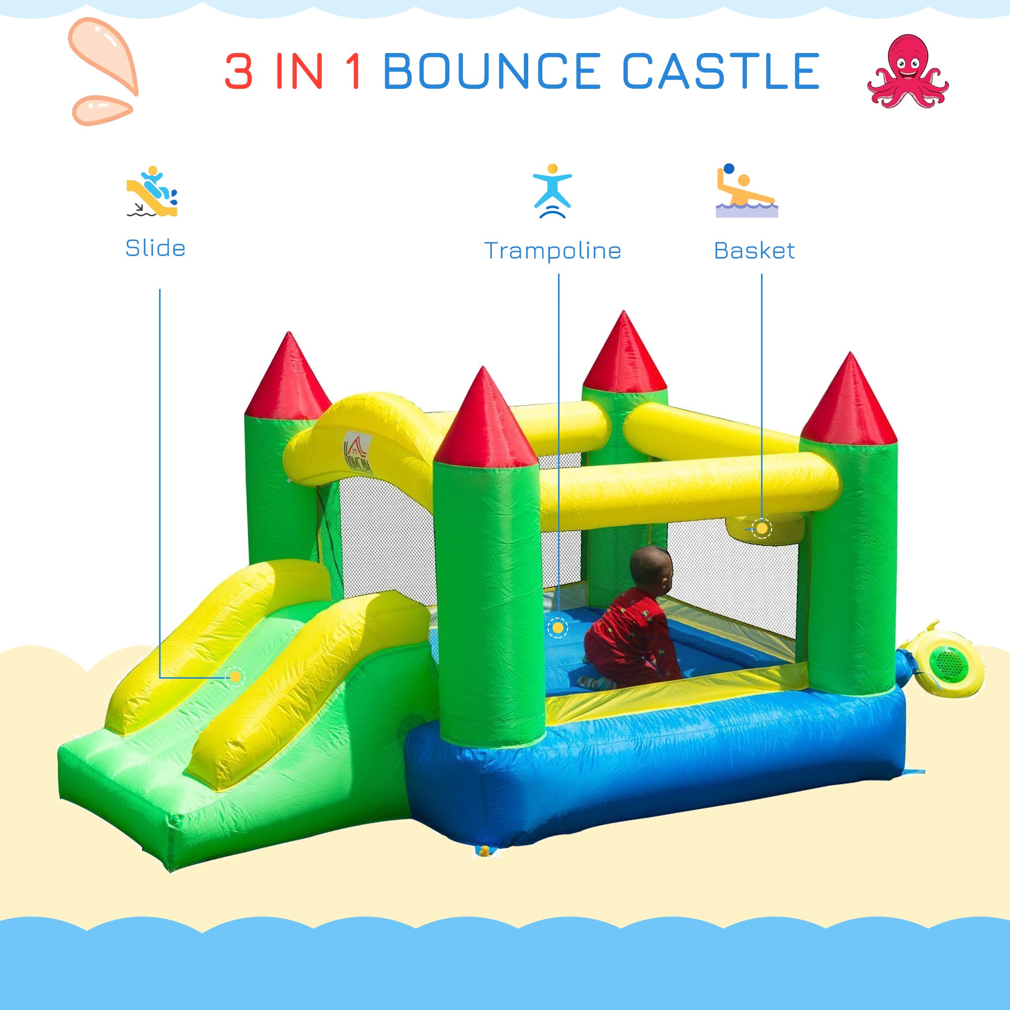 HOMCOM Inflatable Bouncy Castle