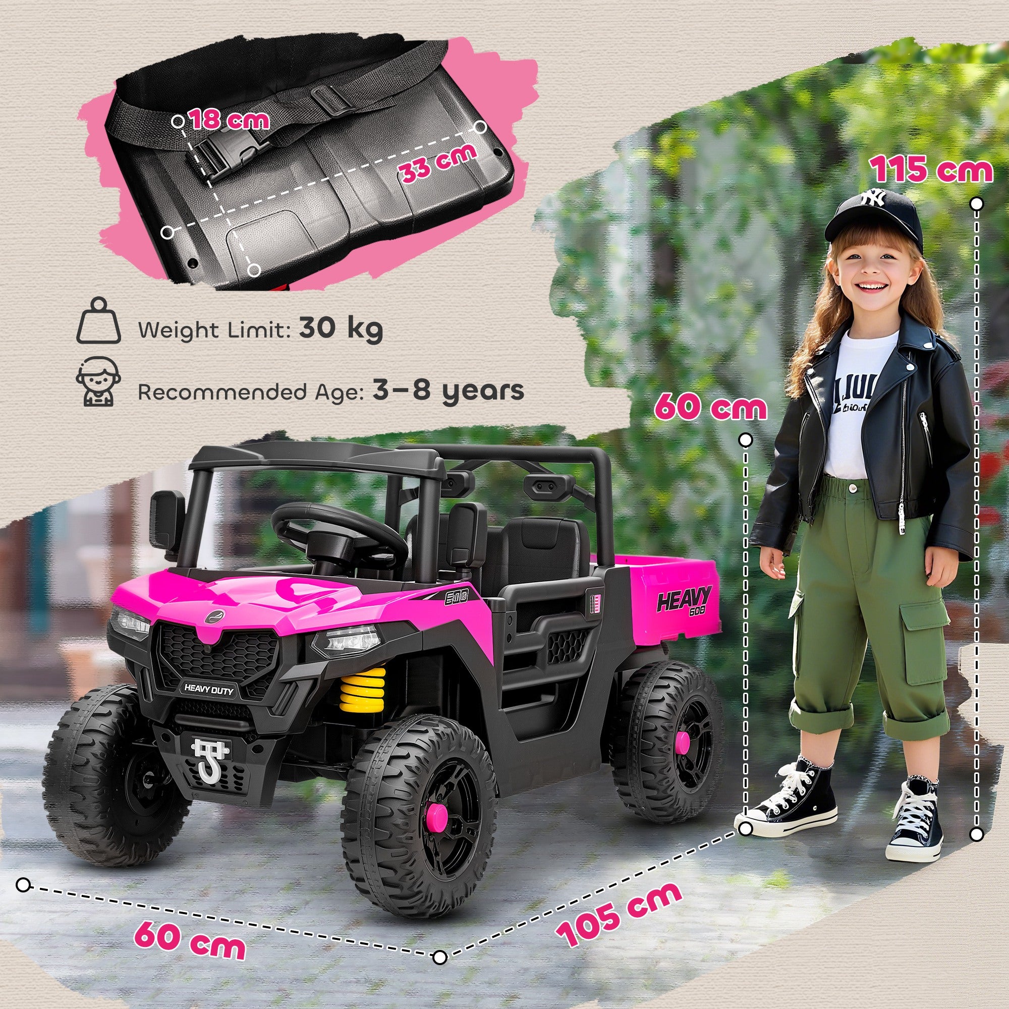 AIYAPLAY 12V Kids UTV Ride-On with Dump Bed