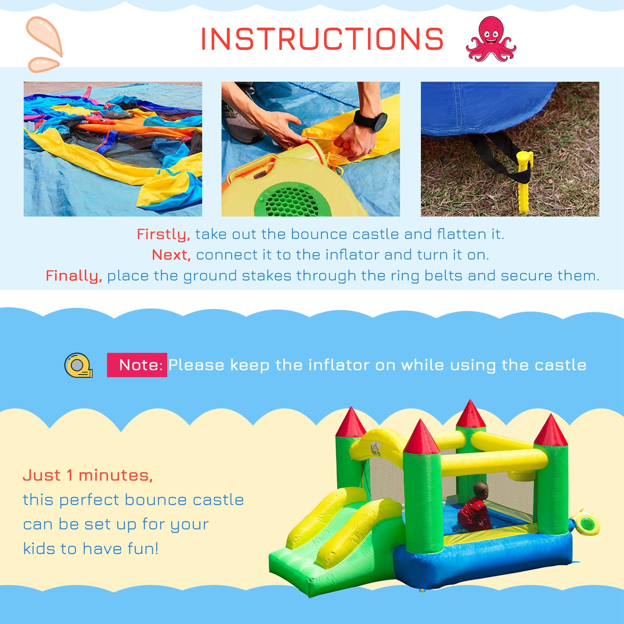 HOMCOM Inflatable Bouncy Castle