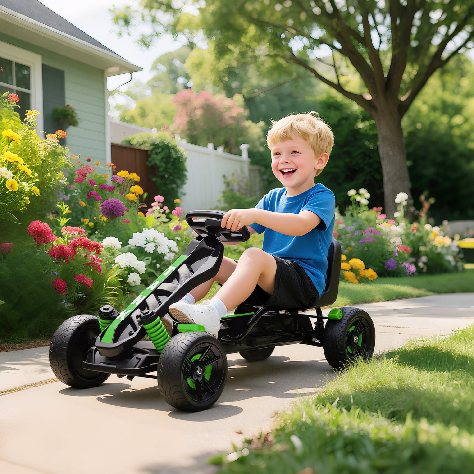 AIYAPLAY Kids Pedal Go Kart with Brake EVA Wheels