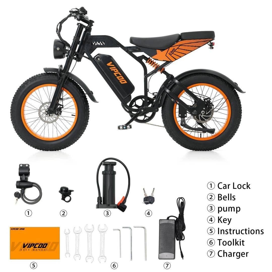 VIPCOO VM6 Electric Bike 250W 48V 18.2Ah 20 inch Fat Tire E-Bike Vipcoo