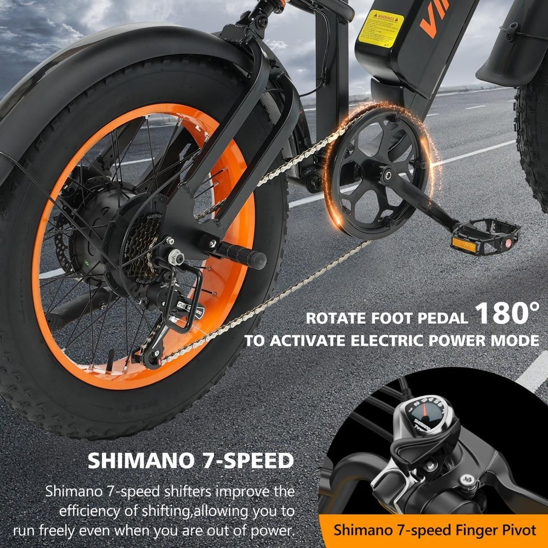 VIPCOO VM6 Electric Bike 250W 48V 18.2Ah 20 inch Fat Tire E-Bike 9