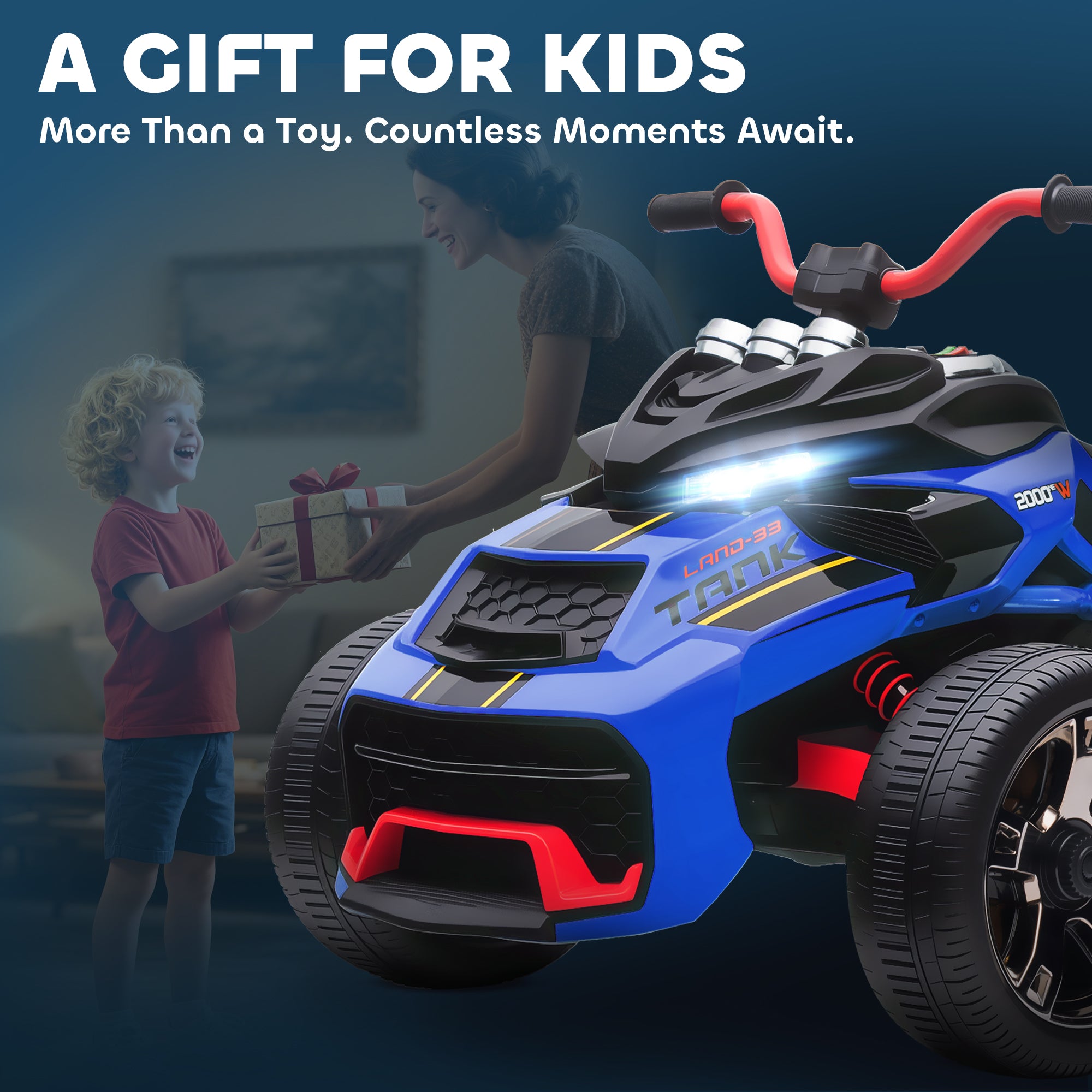 AIYAPLAY 12V Three-Wheel Kids Electric Car - Black