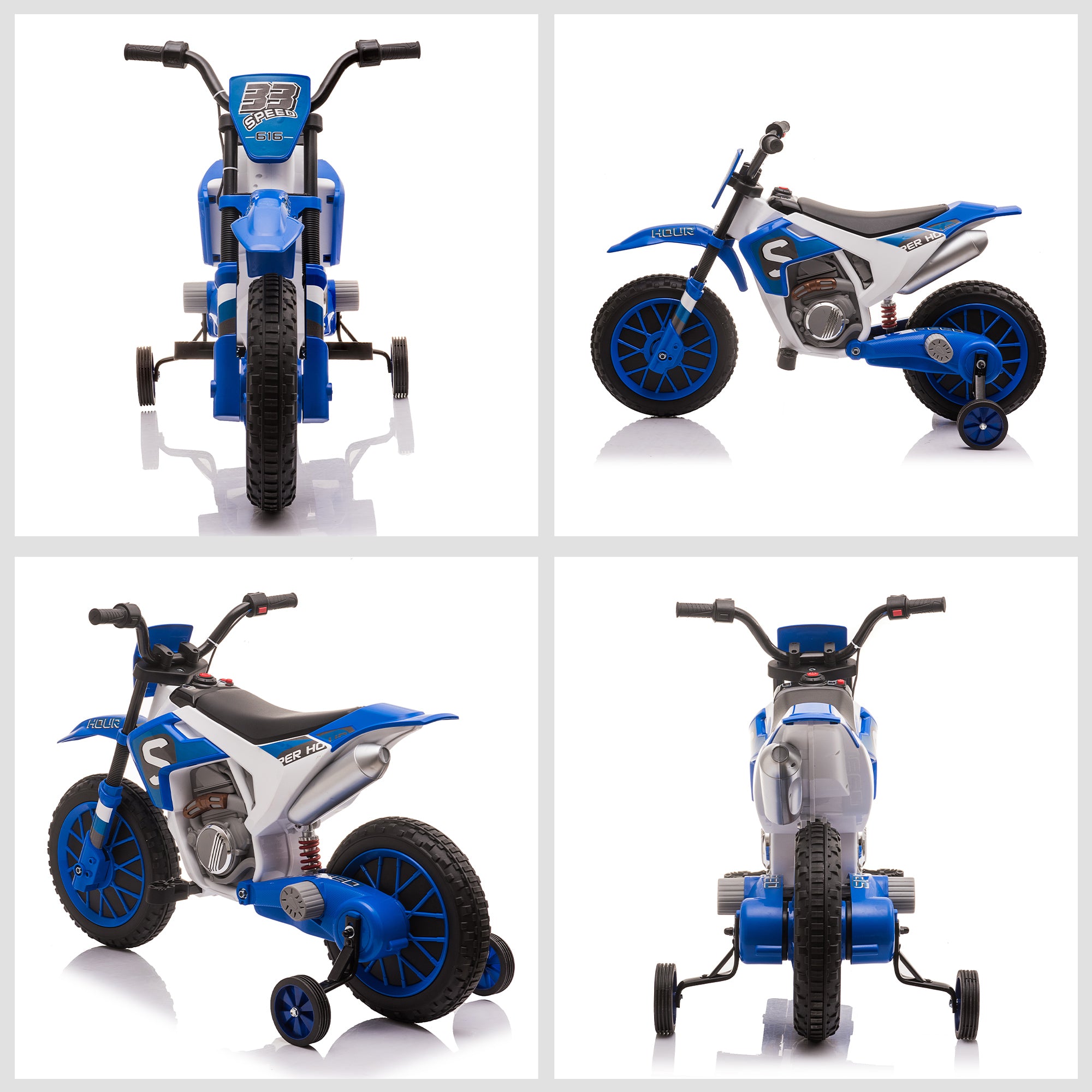 HOMCOM 12V Kids Electric Motorbike with Training Wheels