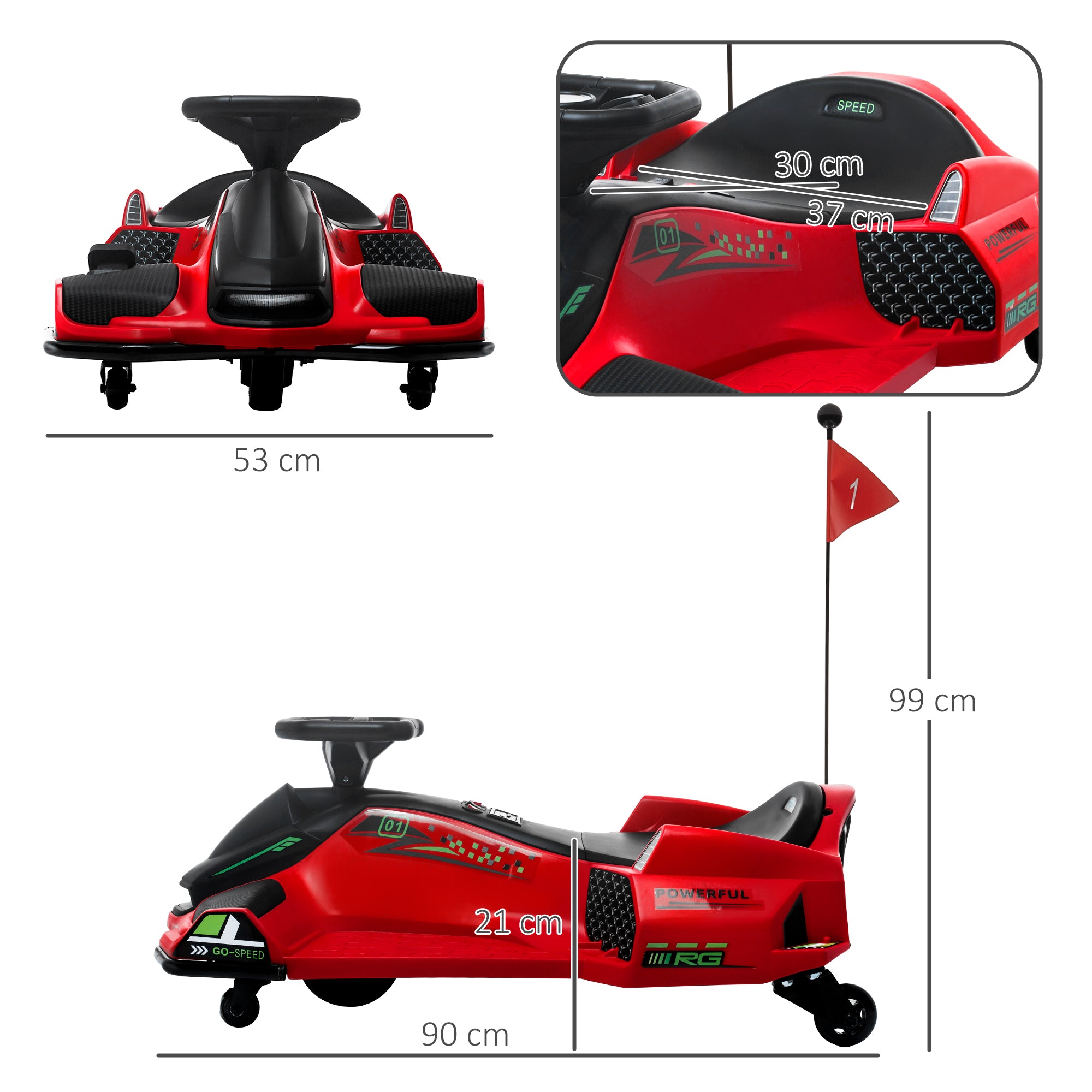 HOMCOM 12V Kids Electric Go-Kart - Black