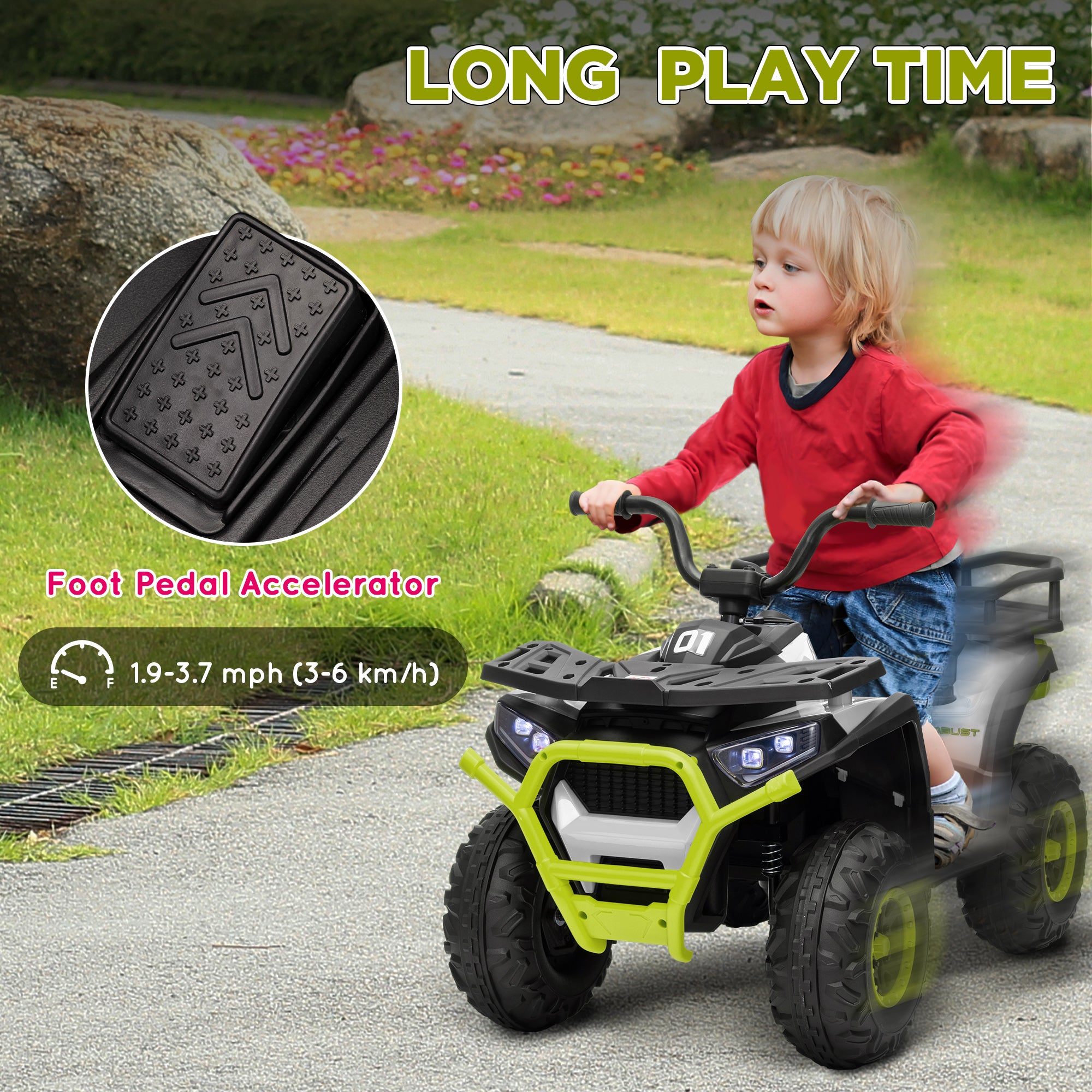 AIYAPLAY 12V Kids Electric Quad Bike - Green