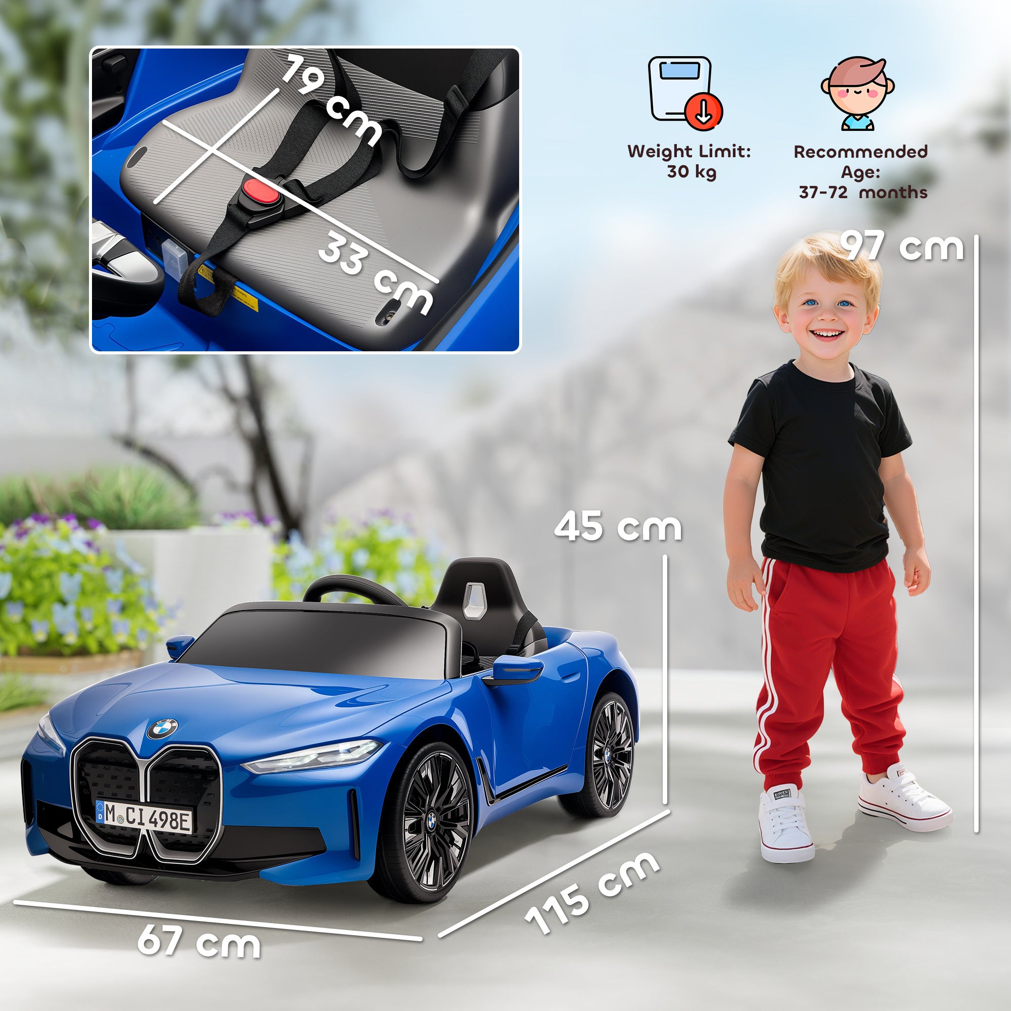 HOMCOM BMW i4 12V Kids Ride-On Car - Blue