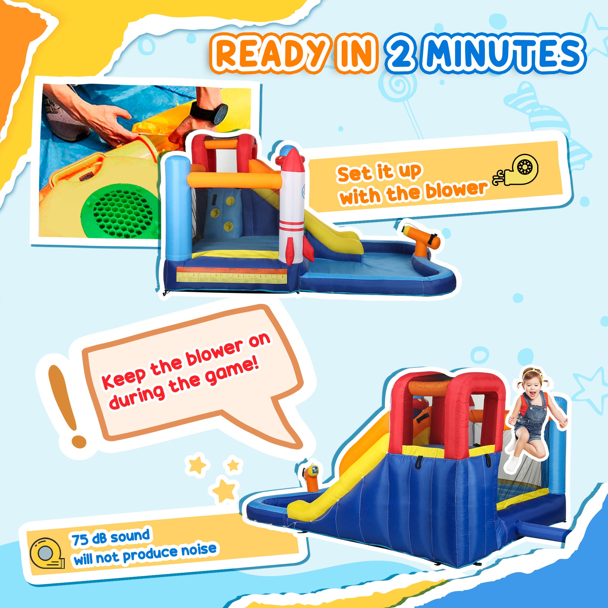 AIYAPLAY 5-in-1 Bouncy Castle Water Slide