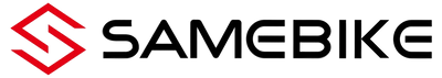 Logo with a red geometric S symbol on the left, followed by the word SAMEBIKE in bold, black, modern font on a white background.
