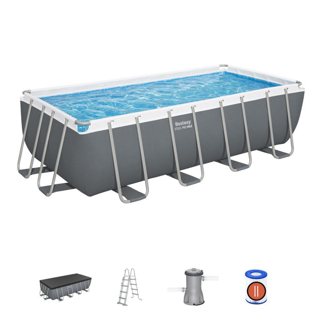 Bestway 16' x 8' x 48"/4.88m x 2.44m x 1.22m Rectangular Pool Set above ground pool