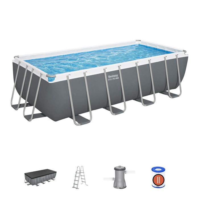 Bestway 16' x 8' x 48"/4.88m x 2.44m x 1.22m Rectangular Pool Set above ground pool