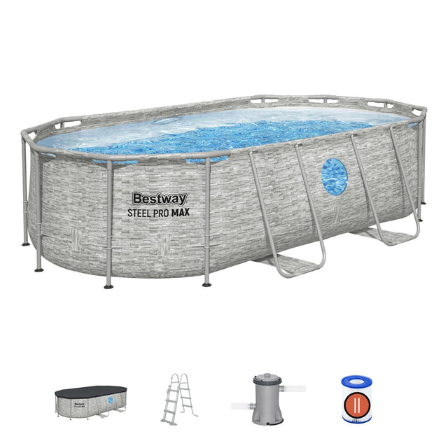 Bestway 14' x 8'2" x 39.5" Splashview Oval Pool Set above ground pool