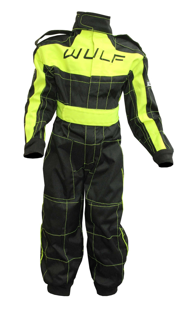Wulfsport Cub Racing Suit - Black/Flo Yellow