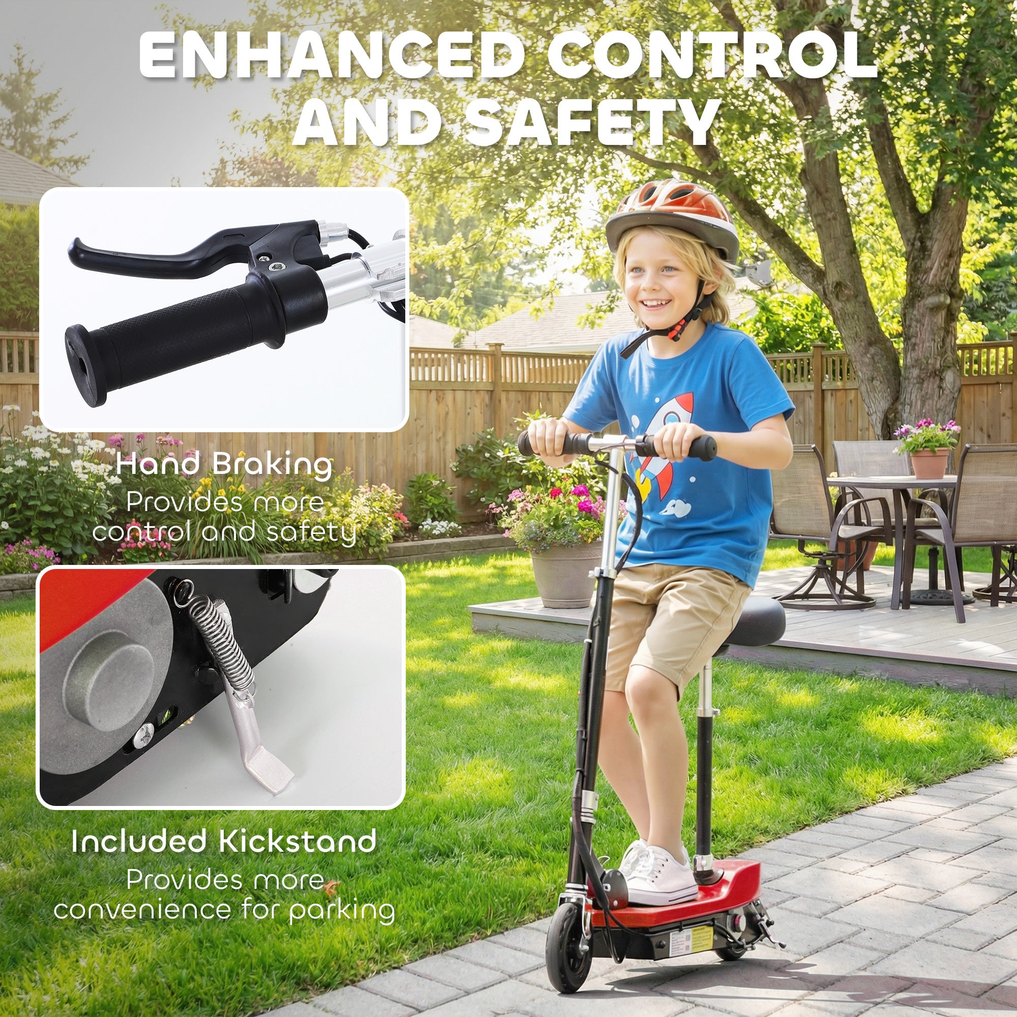 HOMCOM Kids Electric Scooter with Seat & Brakes