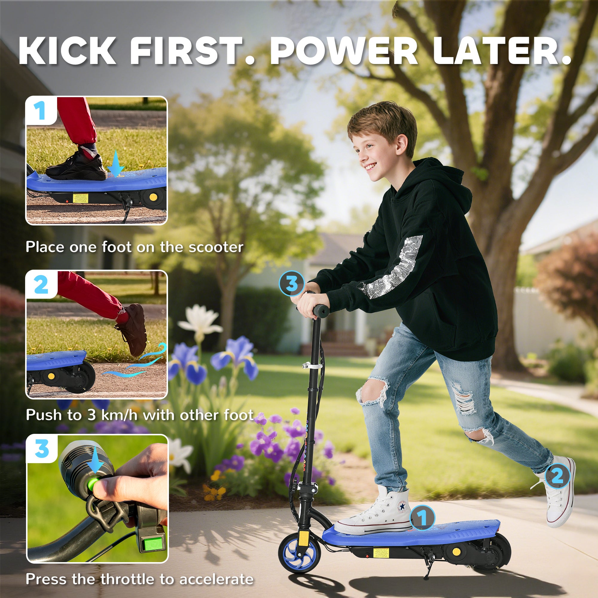 HOMCOM Kids Electric Scooter with LED Lights