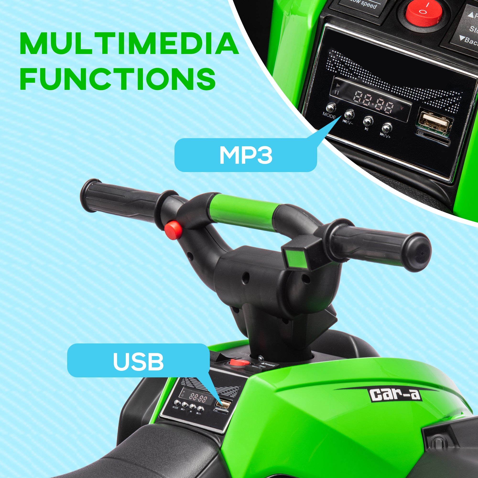 HOMCOM 12V Kids Electric Quad Bike - Green