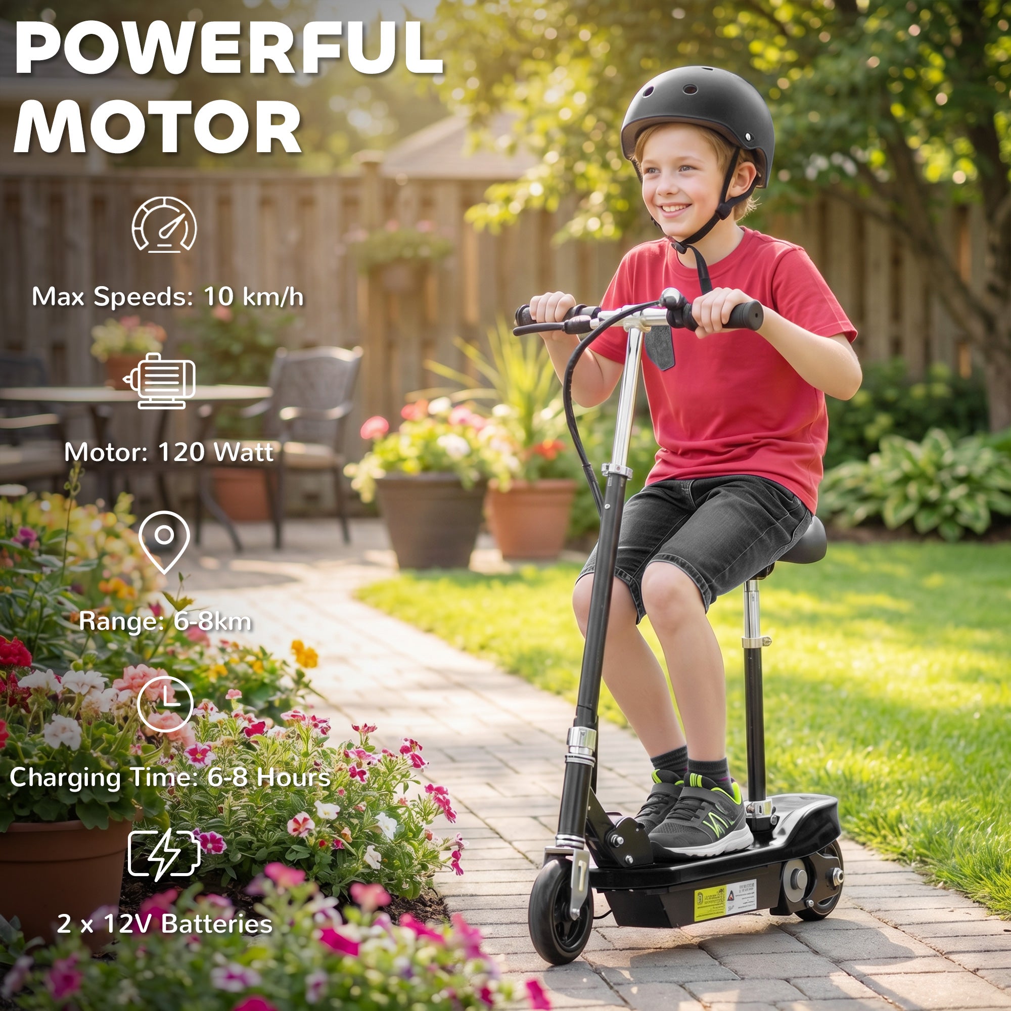 HOMCOM Kids Electric Scooter with Seat & Brakes