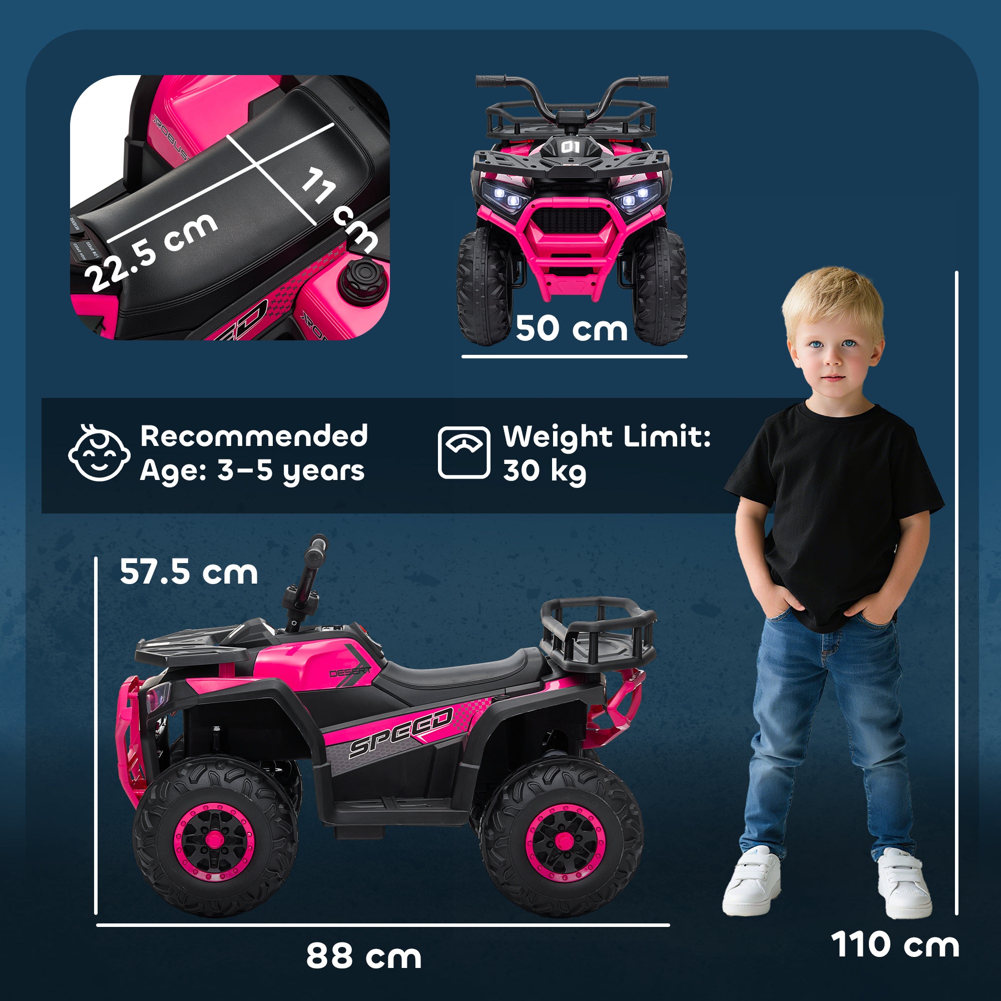 AIYAPLAY 12V Kids Electric Quad Bike - Green