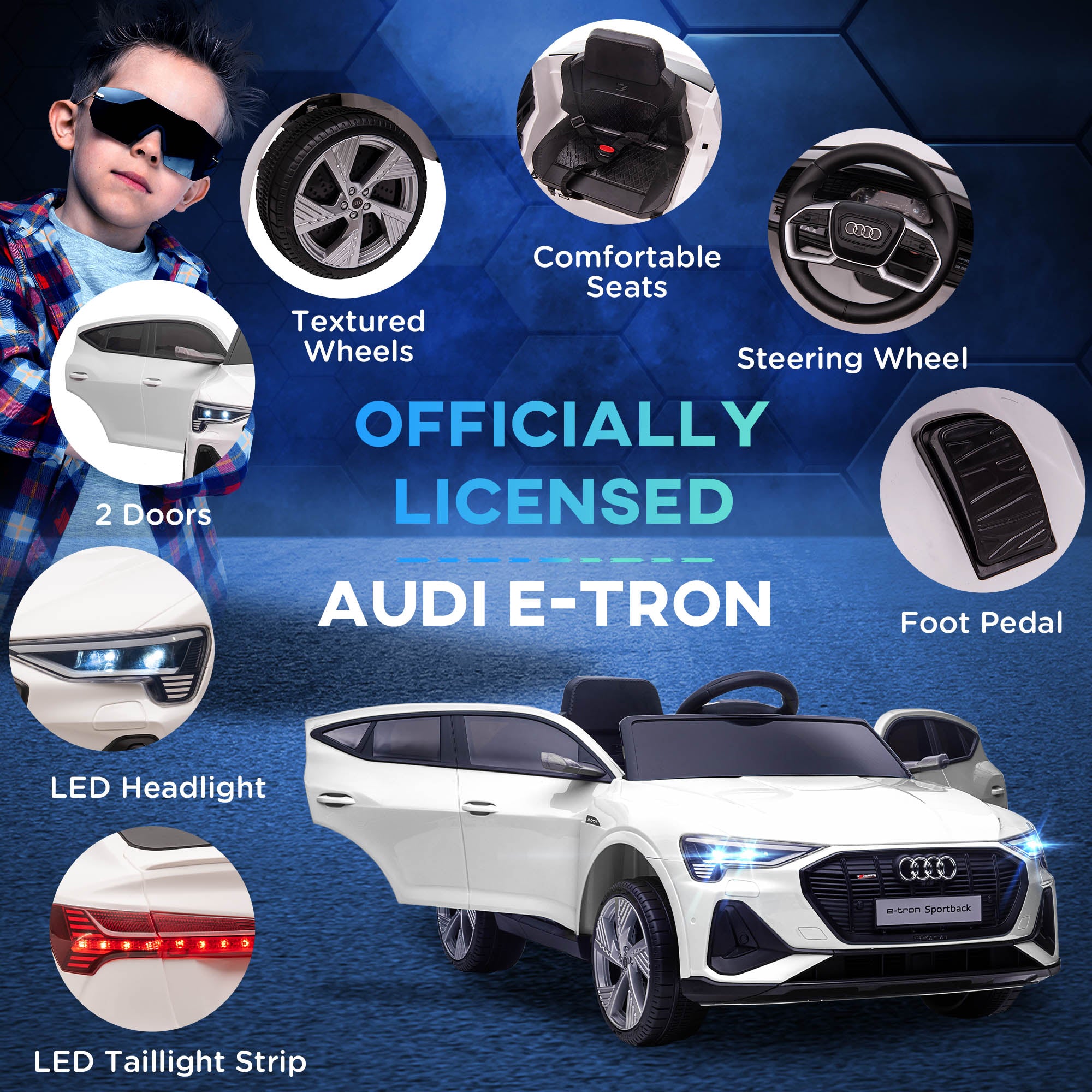 HOMCOM Audi E-tron / 12V Kids Car - White