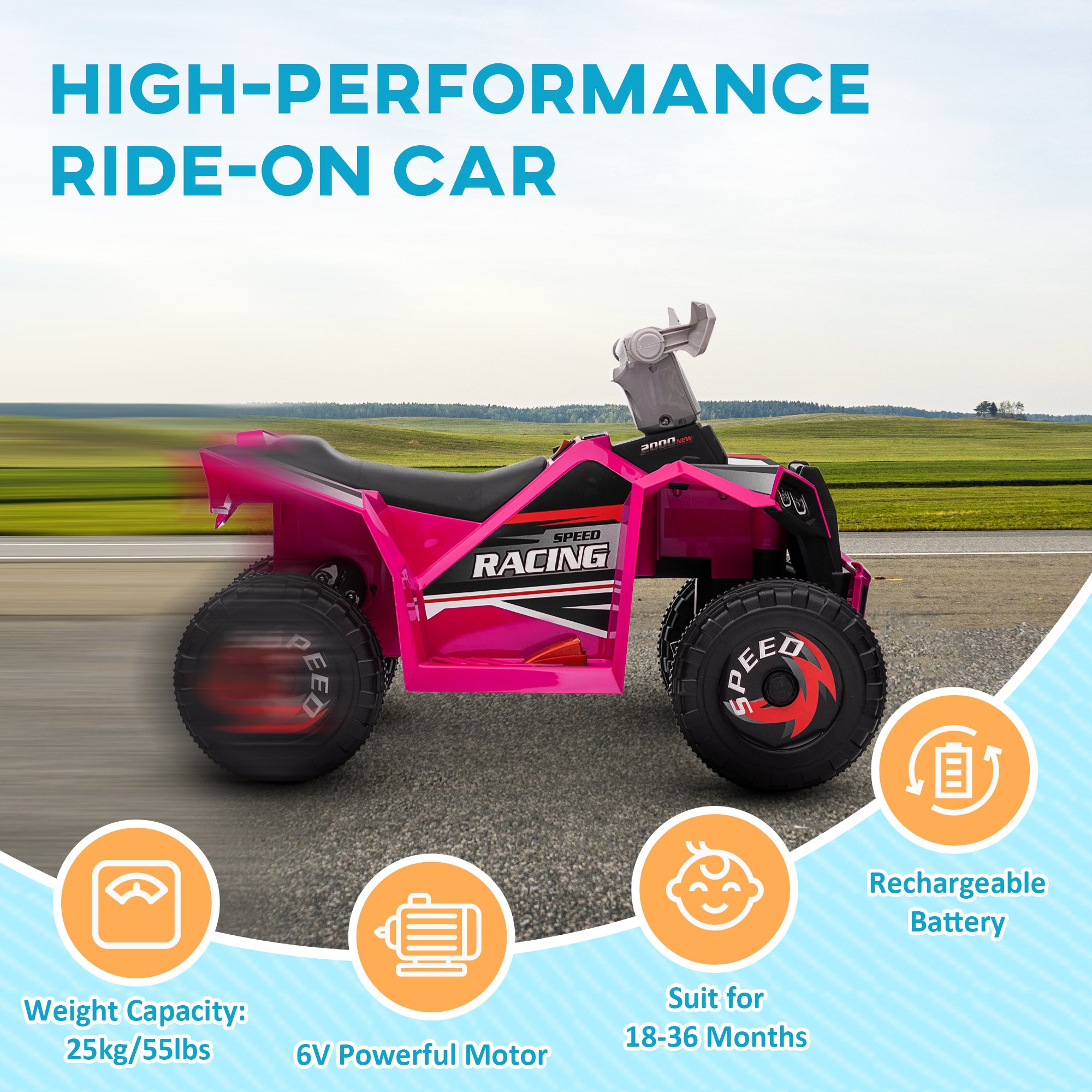 HOMCOM 6V Kids Electric Quad Bike - Blue