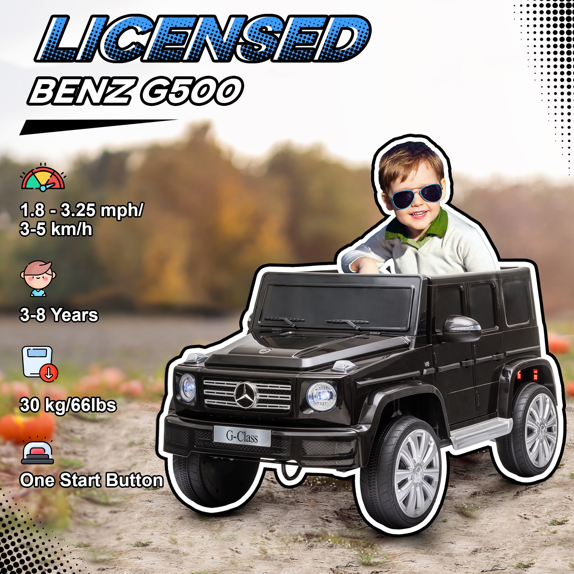 HOMCOM Mercedes-Benz G500 12V Kids Ride-On Car - Black