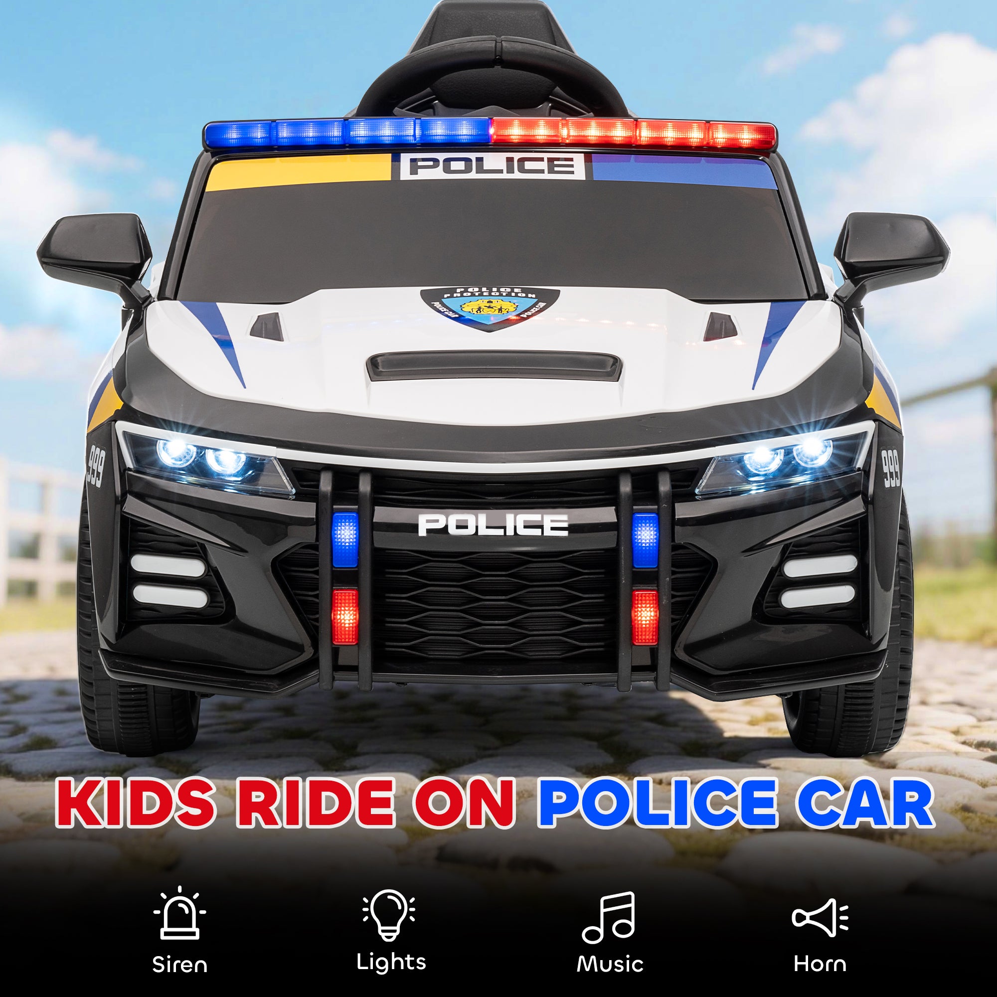 AIYAPLAY Kids Electric Police Car with Remote