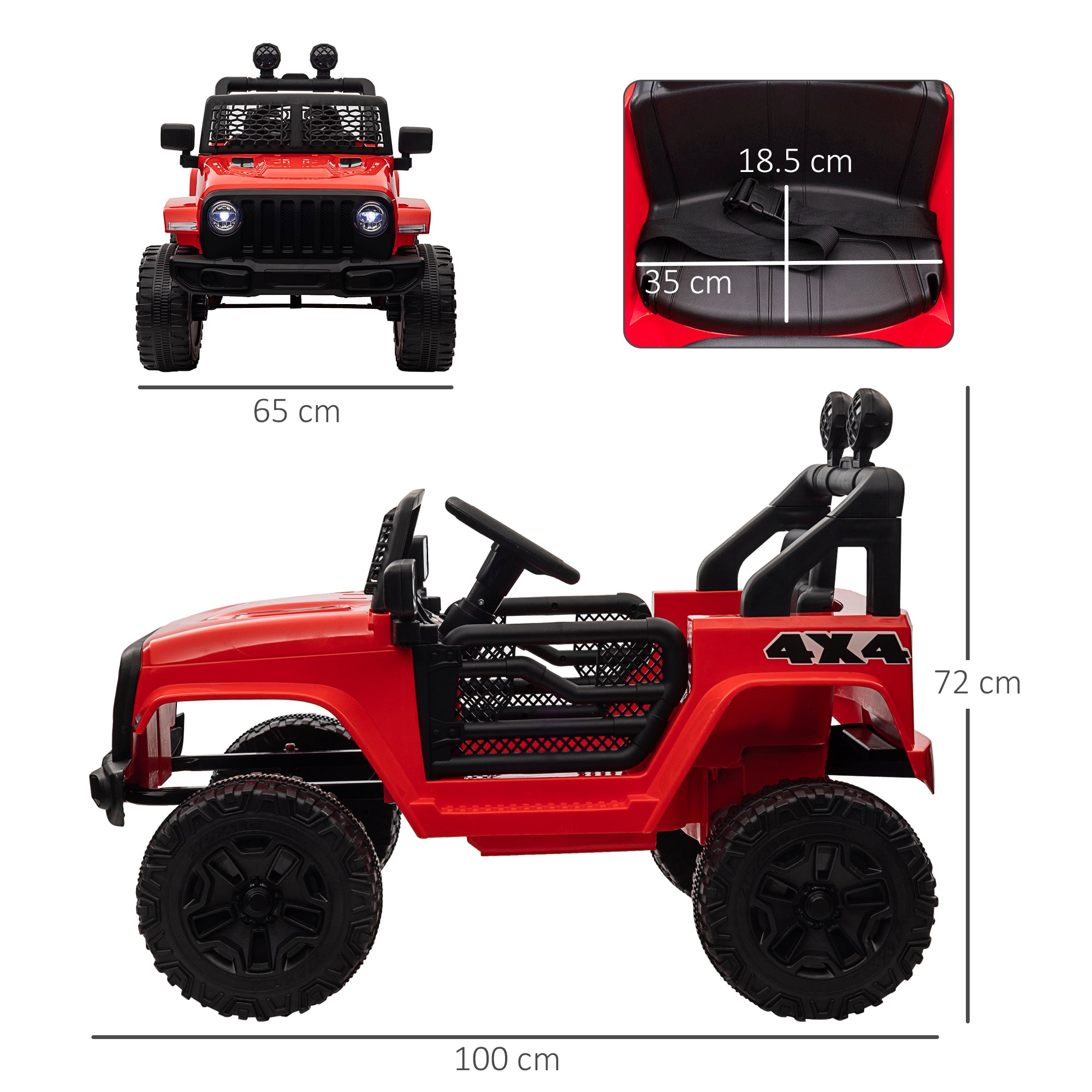 HOMCOM 12V Kids Off-Road Ride-On Car / Truck - Red