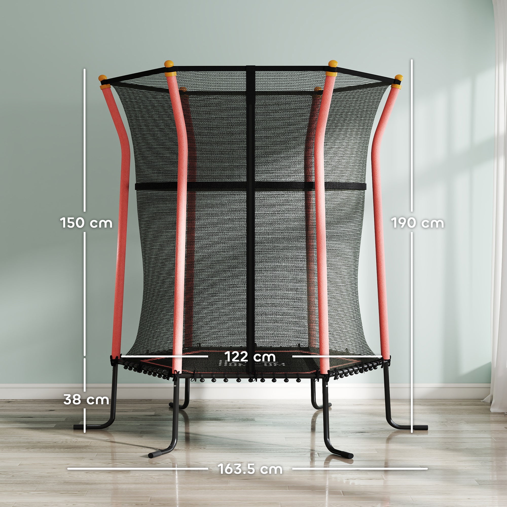 HOMCOM Kids Trampoline Mini Bouncer with Enclosure Safety Net For Ages 3-10 Years 9